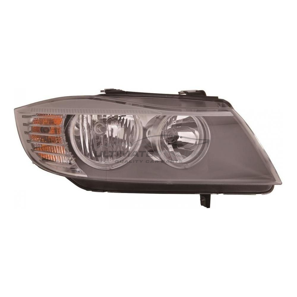 BMW 3 Series 2008-2012 Halogen, Electric Without Motor, Black Headlight / Headlamp Drivers Side (RH)