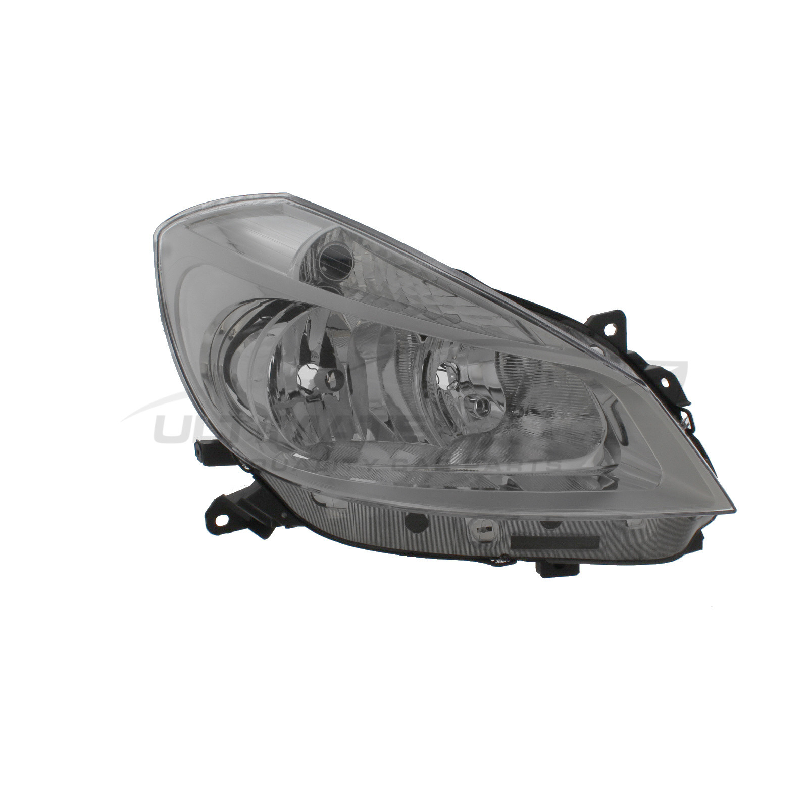 Renault Clio 2005-2009 Halogen, Electric Without Motor, Chrome Headlight / Headlamp (Non-Projector Type) Drivers Side (RH)