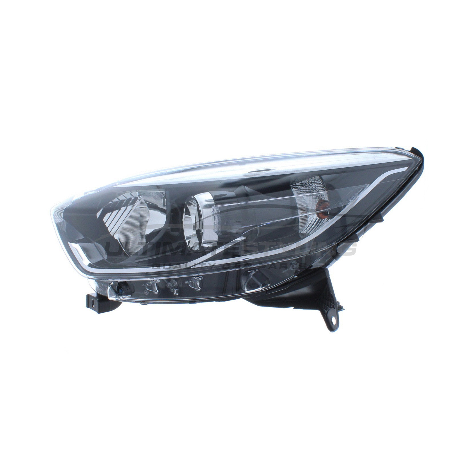 Renault Captur 2013-2020 Halogen, Electric Without Motor, Black Headlight / Headlamp with Chrome Surround Passengers Side (LH)- Magneti Marelli (OEM)