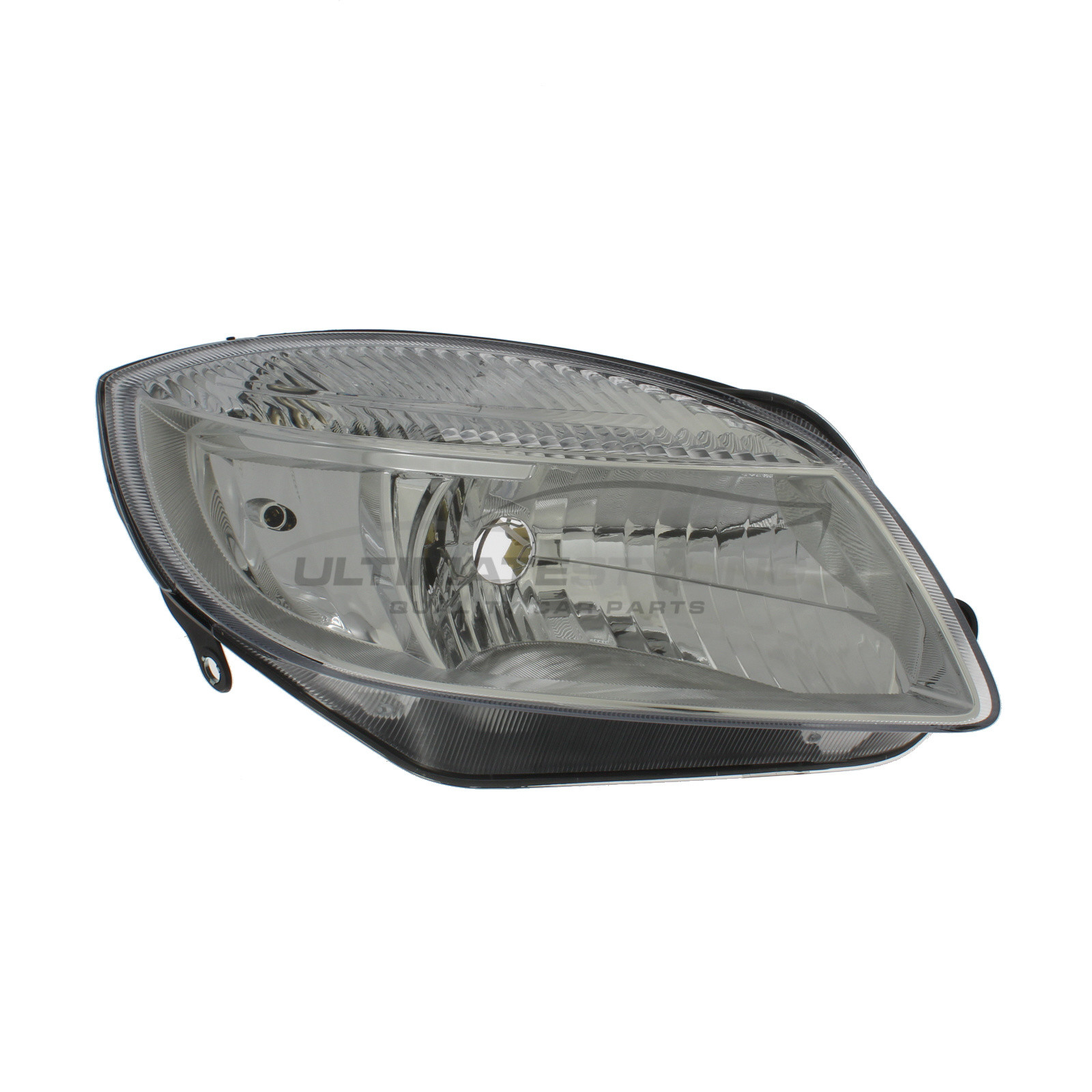 Skoda Fabia 2007-2010, Roomster 2006-2010 Halogen, Electric With Motor, Chrome Headlight / Headlamp (Non-Projector Type) Drivers Side (RH)