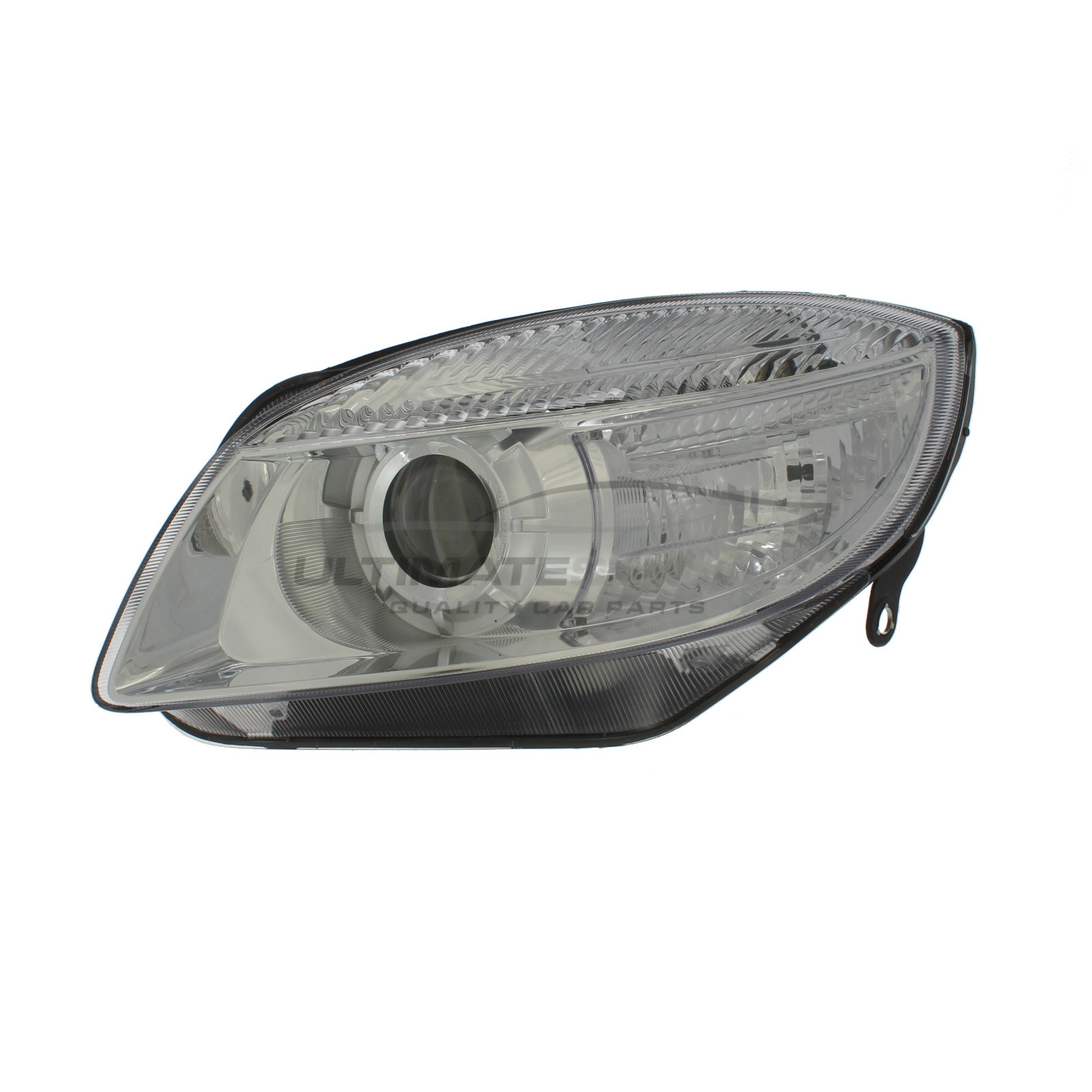 Skoda Fabia 2007-2010, Roomster 2006-2010 Halogen, Electric With Motor, Chrome Headlight / Headlamp (Projector Type) Passengers Side (LH)
