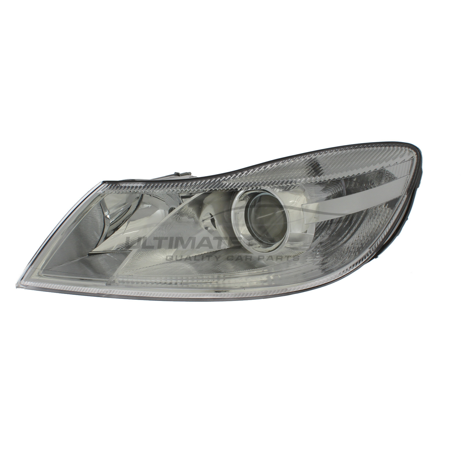 Skoda Octavia 2009-2013 Halogen, Electric With Motor, Chrome Headlight / Headlamp Passengers Side (LH)