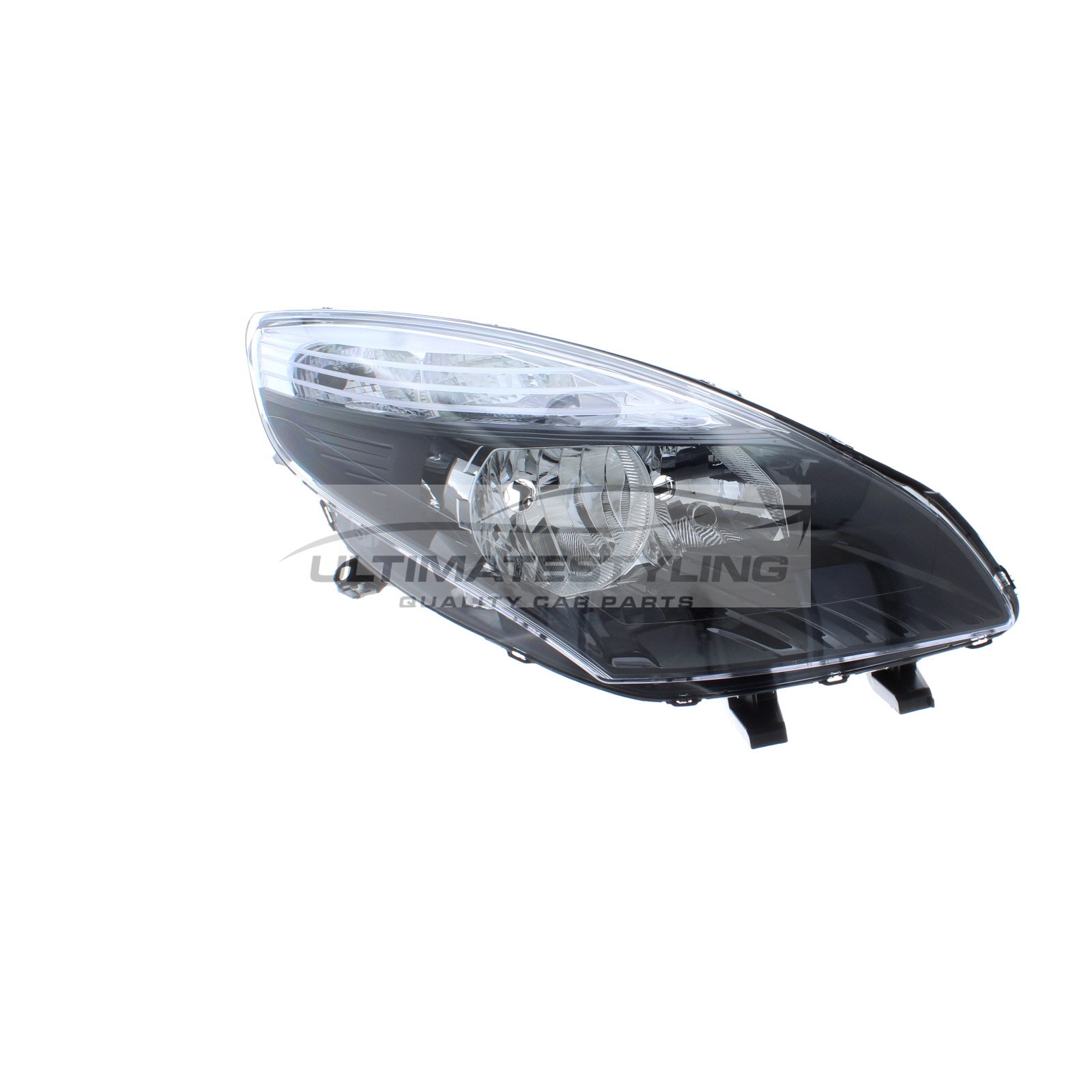 Renault Scenic 2009-2012 Halogen, Electric Without Motor, Black Headlight / Headlamp Drivers Side (RH)
