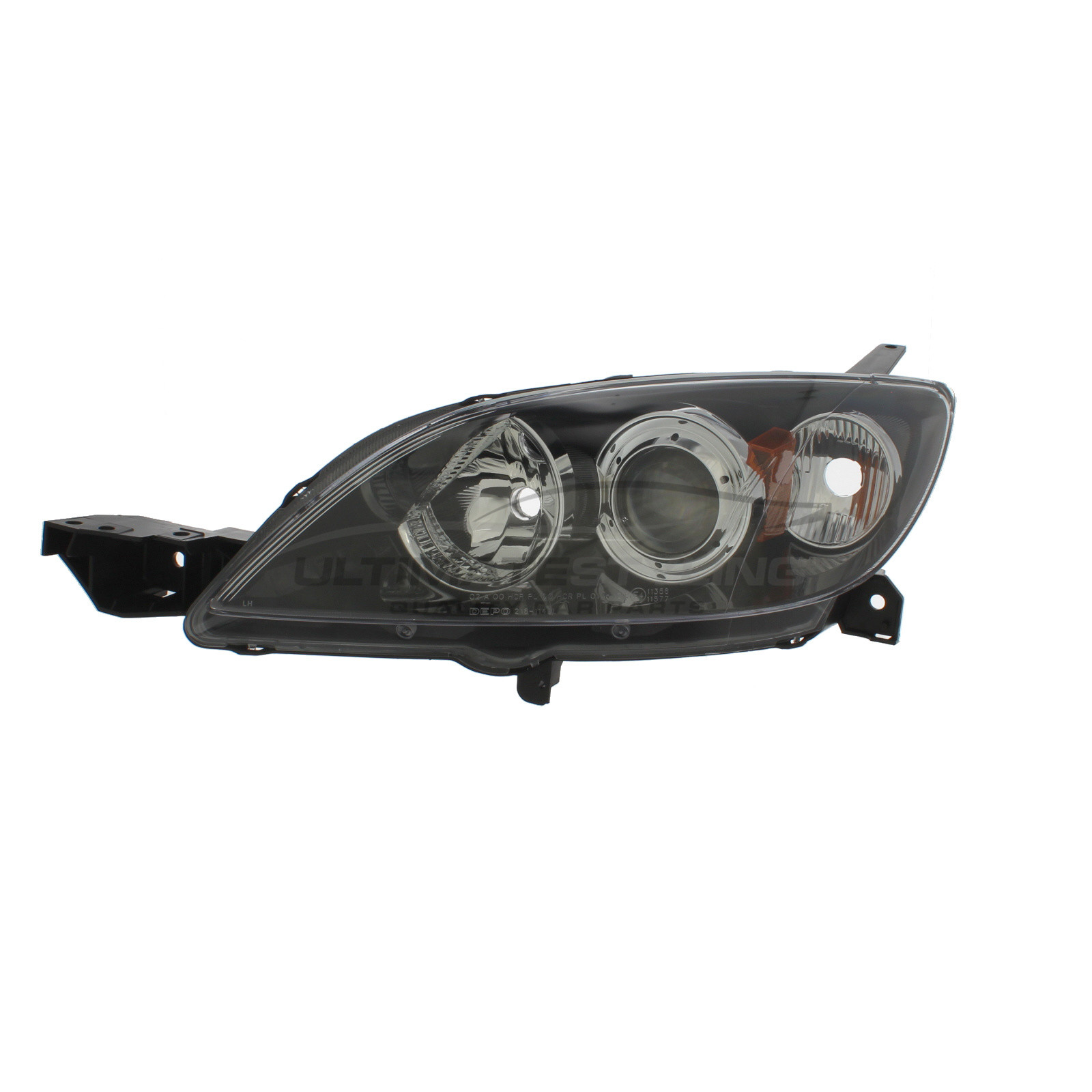 Mazda 3 2004-2009 Halogen, Electric Without Motor, Black Headlight / Headlamp Passengers Side (LH)