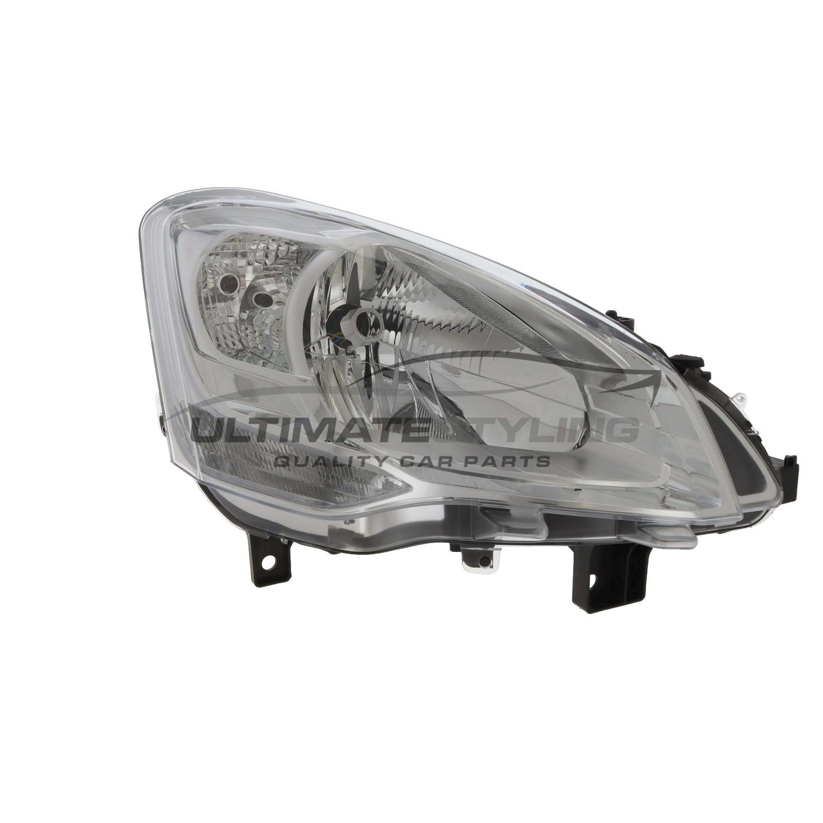 Citroen Berlingo 2008-2018, Peugeot Partner 2015-2018 Halogen, Electric With Motor, Chrome Headlight / Headlamp Drivers Side (RH)