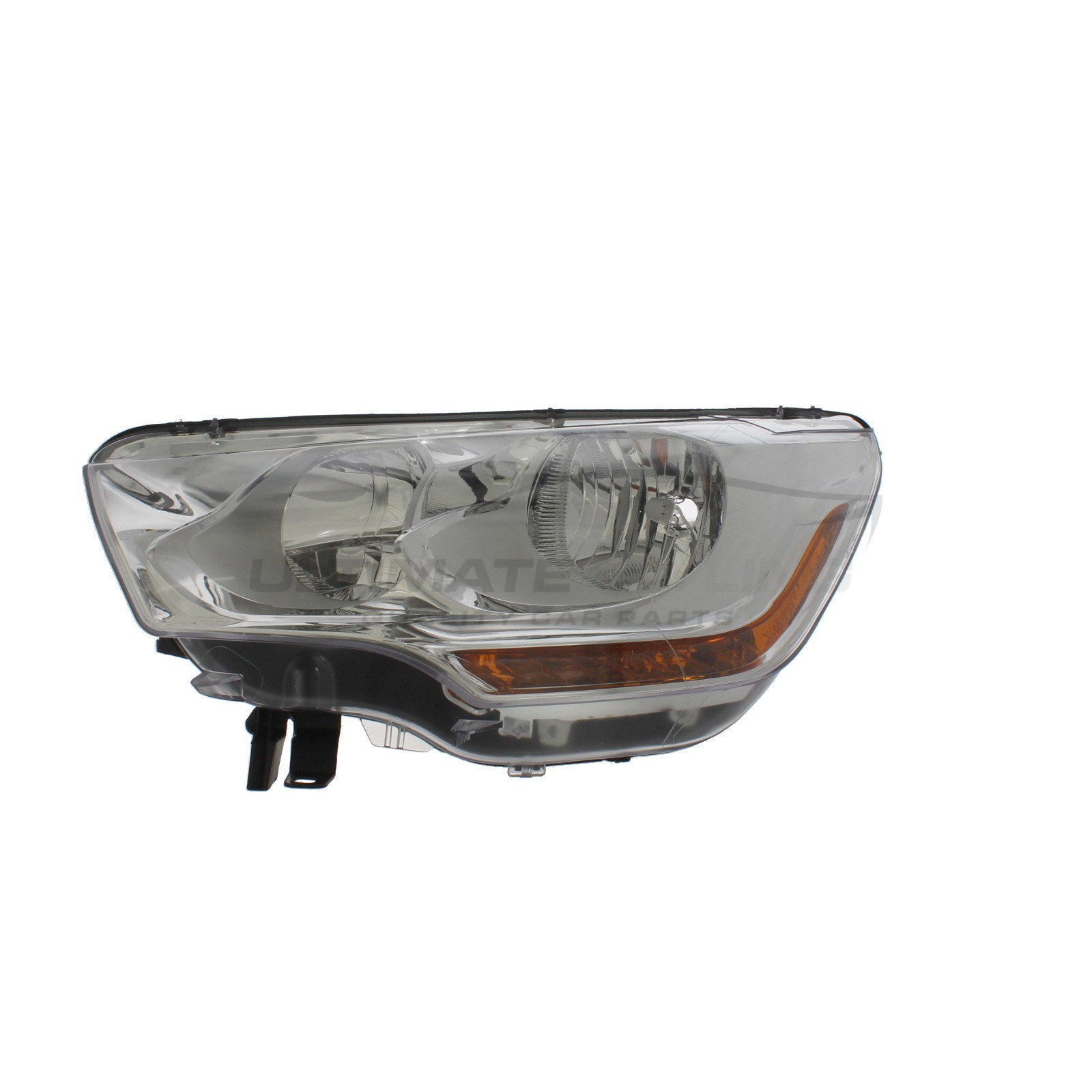 Citroen C4 2011-2015 Halogen, Electric With Motor, Chrome Headlight / Headlamp Including Amber Indicator Passengers Side (LH)