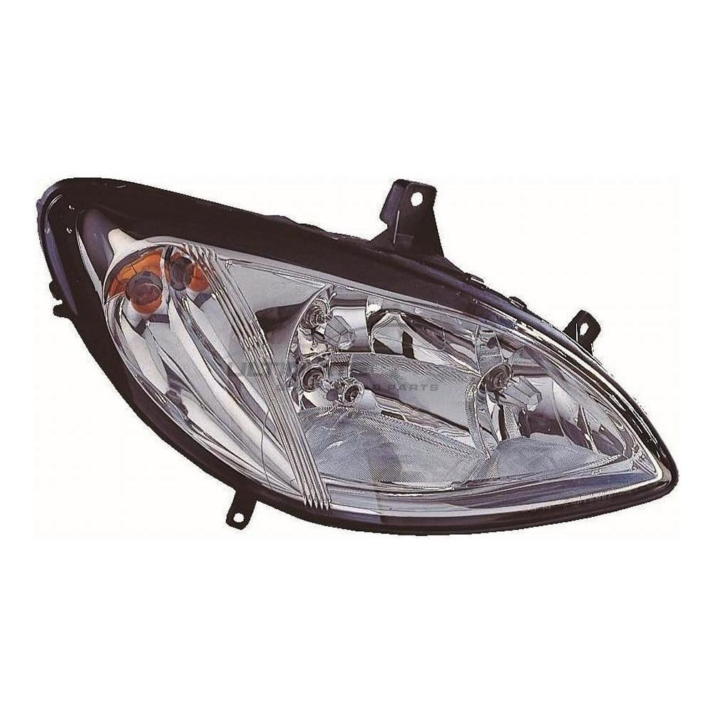 Mercedes Benz Viano 2003-2011, Vito 2003-2011 Halogen, Electric Without Motor, Chrome Headlight / Headlamp (Includes Fog Lamp) Drivers Side (RH)