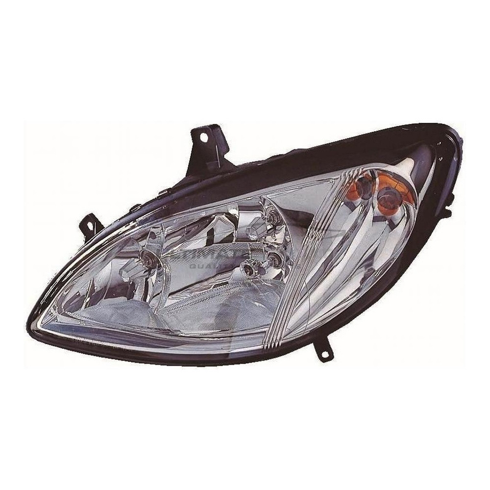 Mercedes Benz Viano 2003-2011, Vito 2003-2011 Halogen, Electric Without Motor, Chrome Headlight / Headlamp (Includes Fog Lamp) Passenger Side (LH)