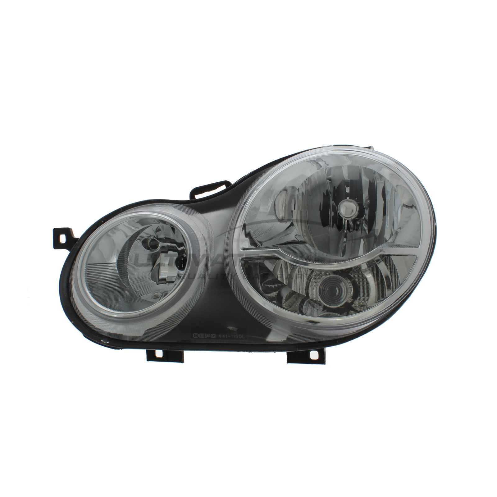 VW Polo 2002-2005 Halogen, Electric Without Motor, Chrome Headlight / Headlamp Passengers Side (LH)