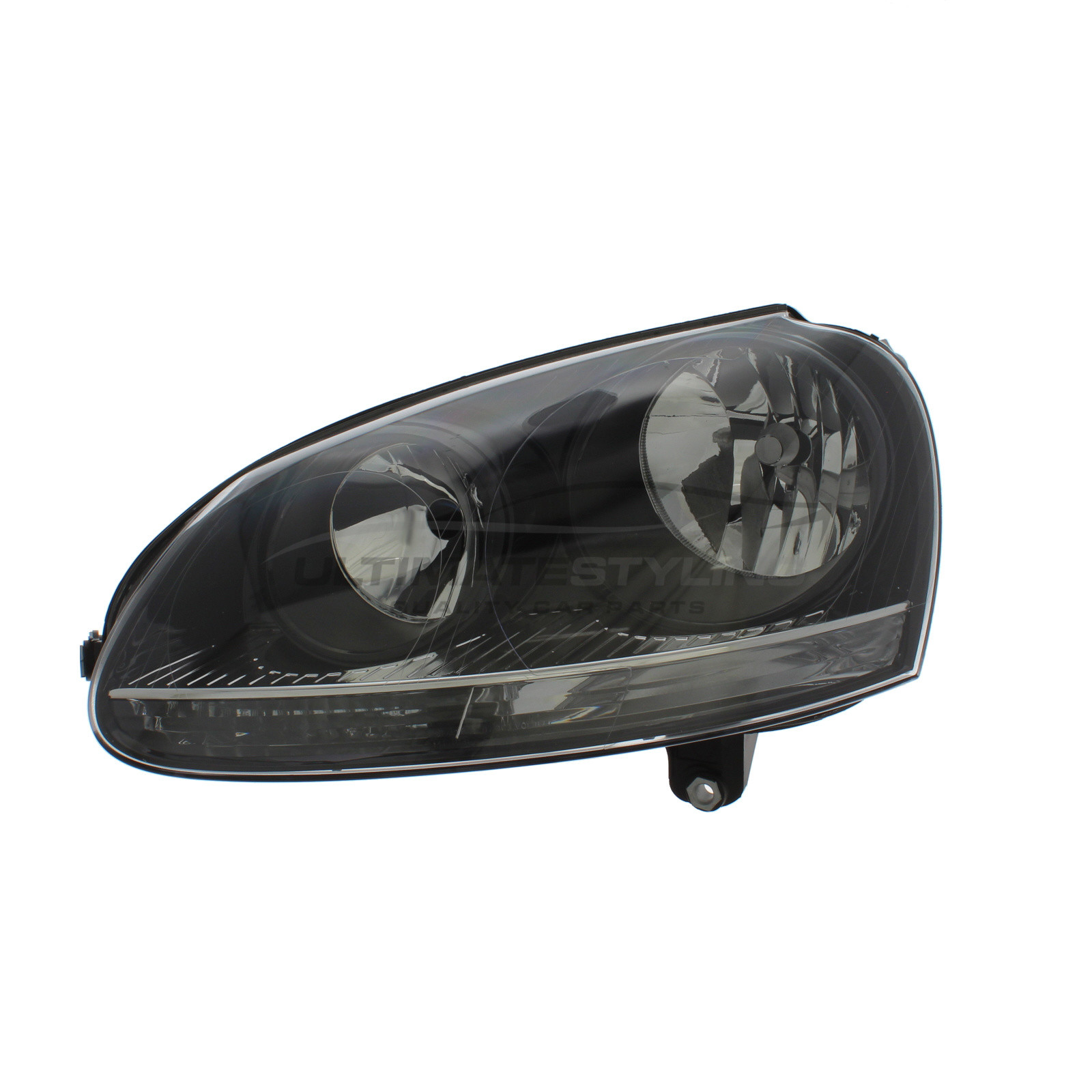VW Golf 2003-2009 Halogen, Electric With Motor, Black Headlight / Headlamp Passengers Side (LH)