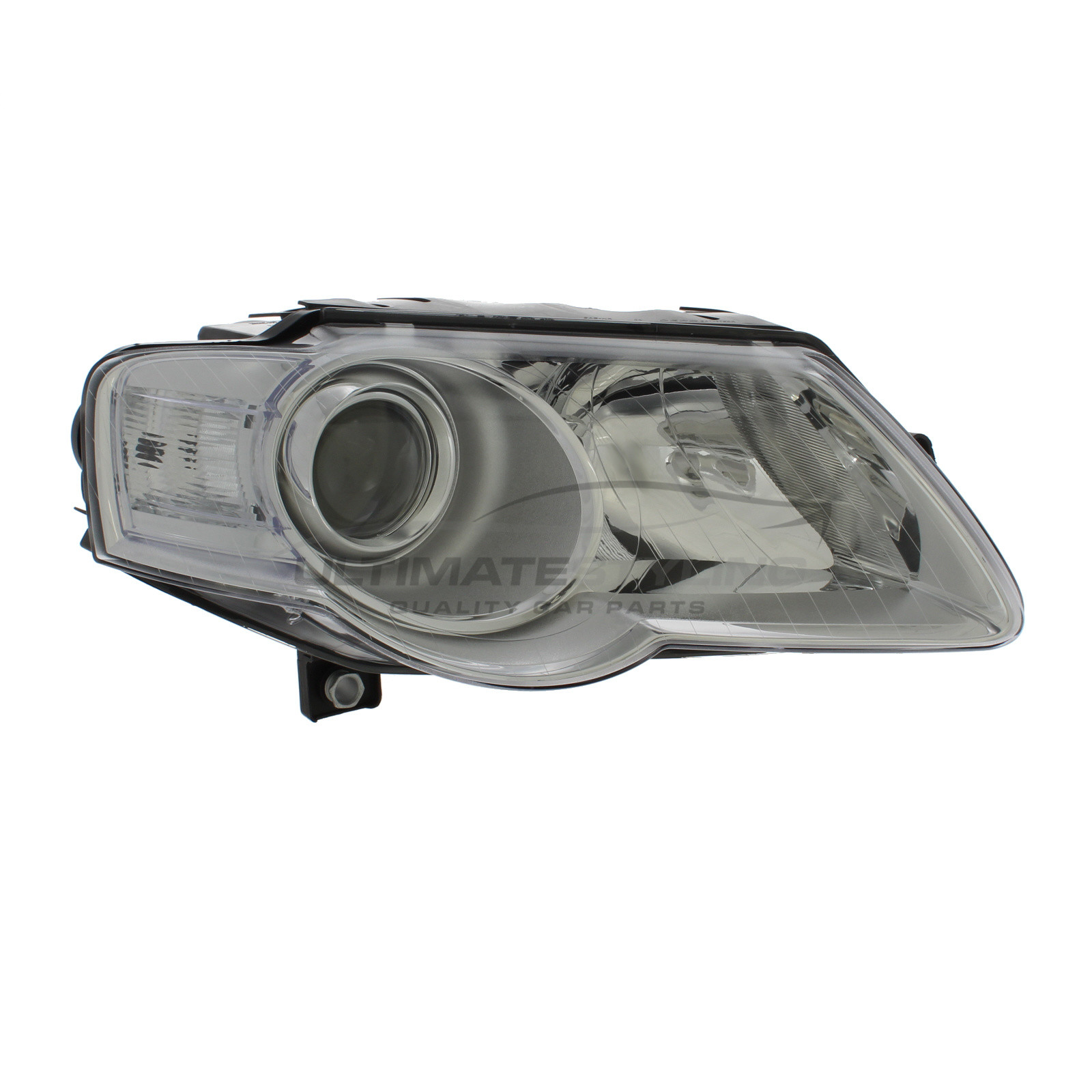 VW Passat 2005-2011 Halogen, Electric With Motor, Chrome Headlight / Headlamp Drivers Side (RH)