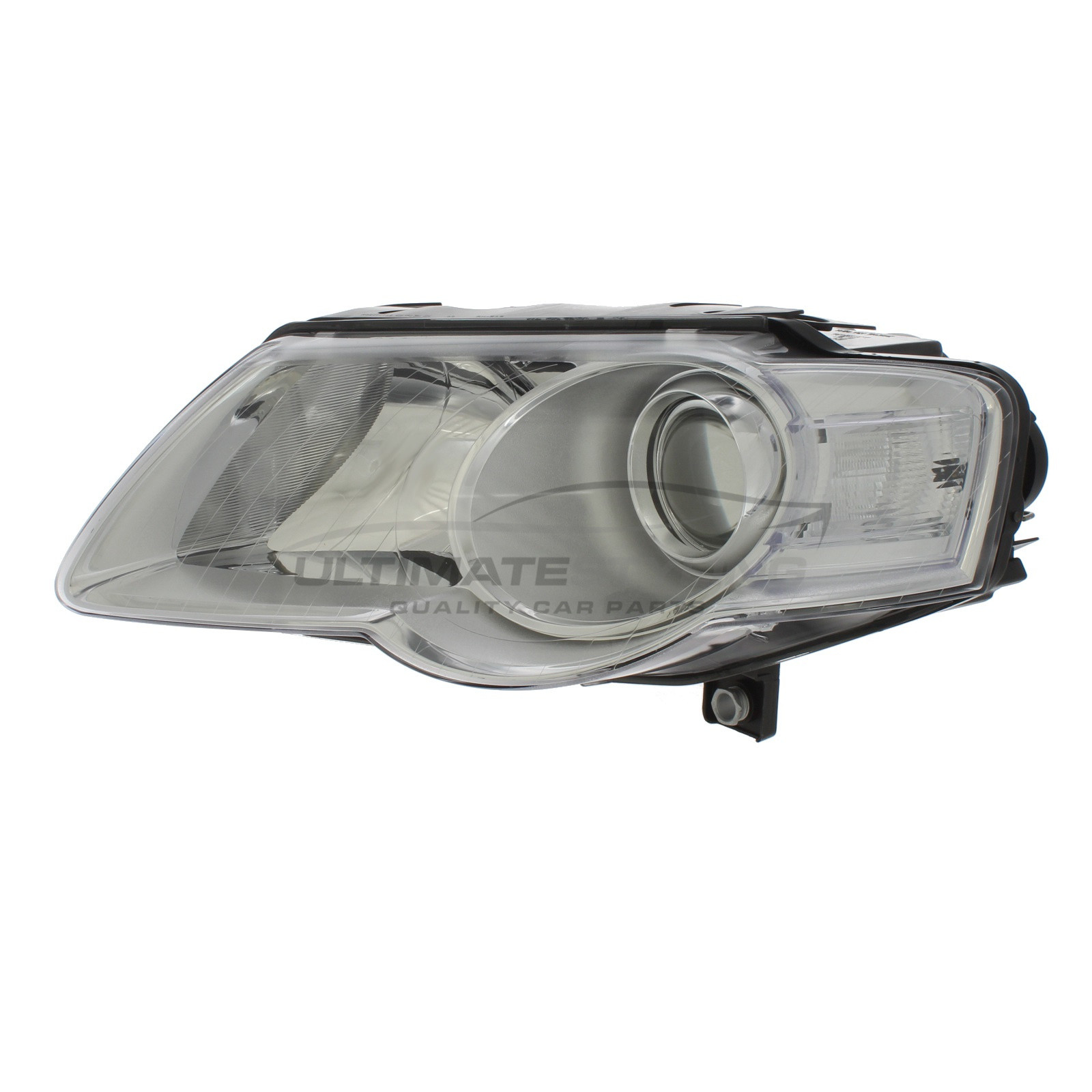 VW Passat 2005-2011 Halogen, Electric With Motor, Chrome Headlight / Headlamp Passengers Side (LH)