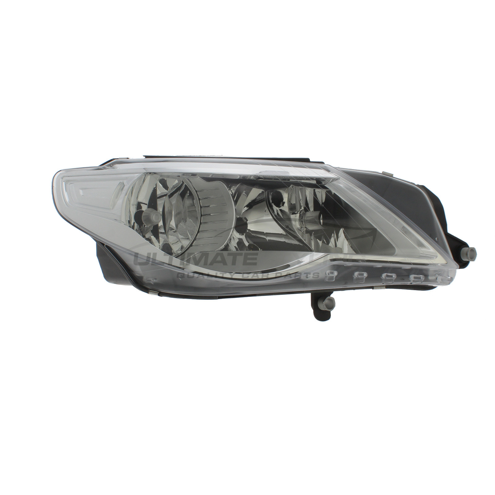 VW Passat 2008-2012 Halogen, Electric With Motor, Chrome Headlight / Headlamp Drivers Side (RH)