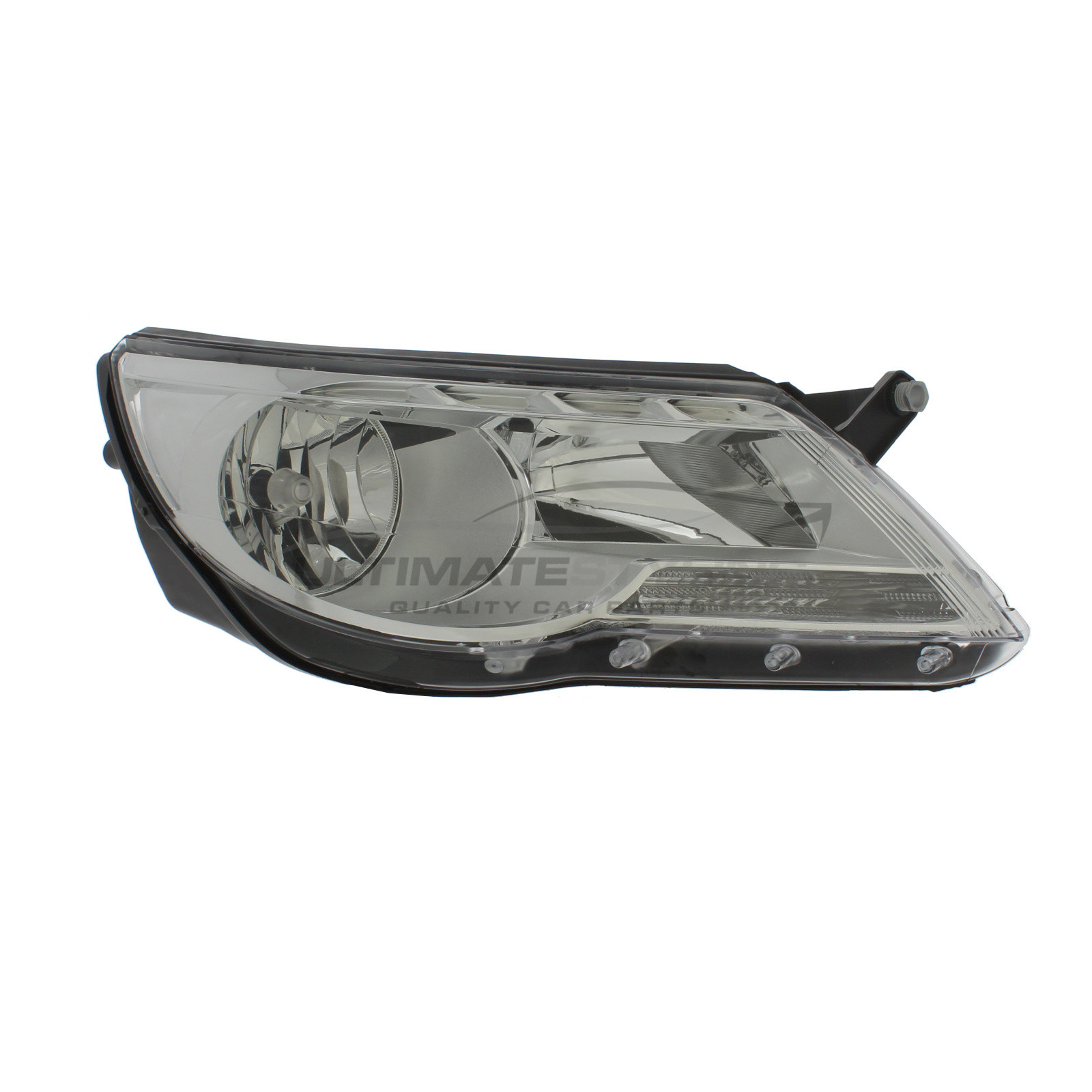 VW Tiguan 2008-2011 Halogen, Electric With Motor, Chrome Headlight / Headlamp Drivers Side (RH)