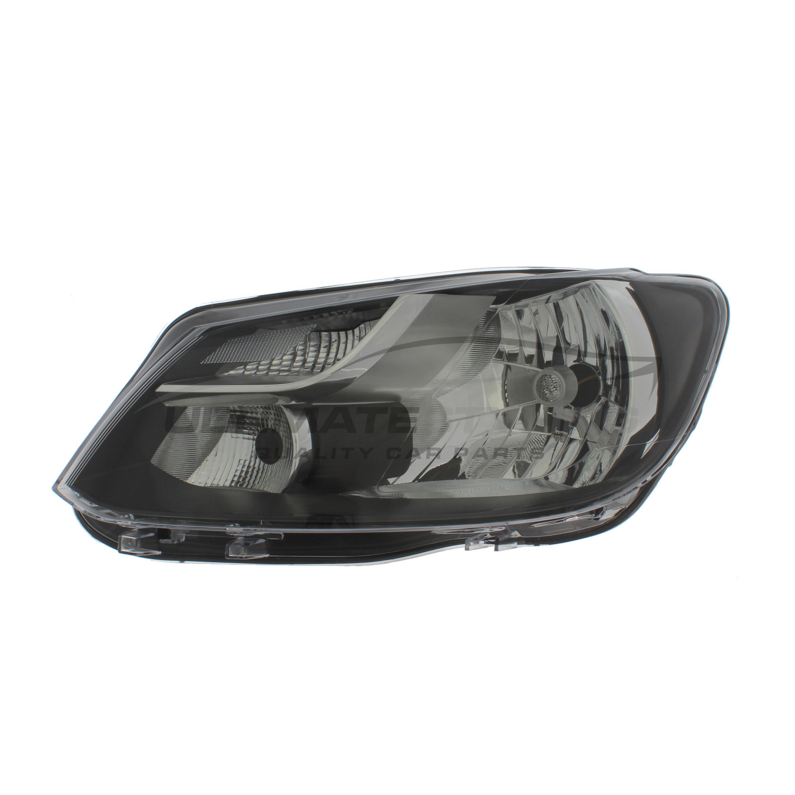 VW Caddy 2010-2015 Halogen, Electric With Motor, Black Headlight / Headlamp (Single Reflector) Passengers Side (LH)