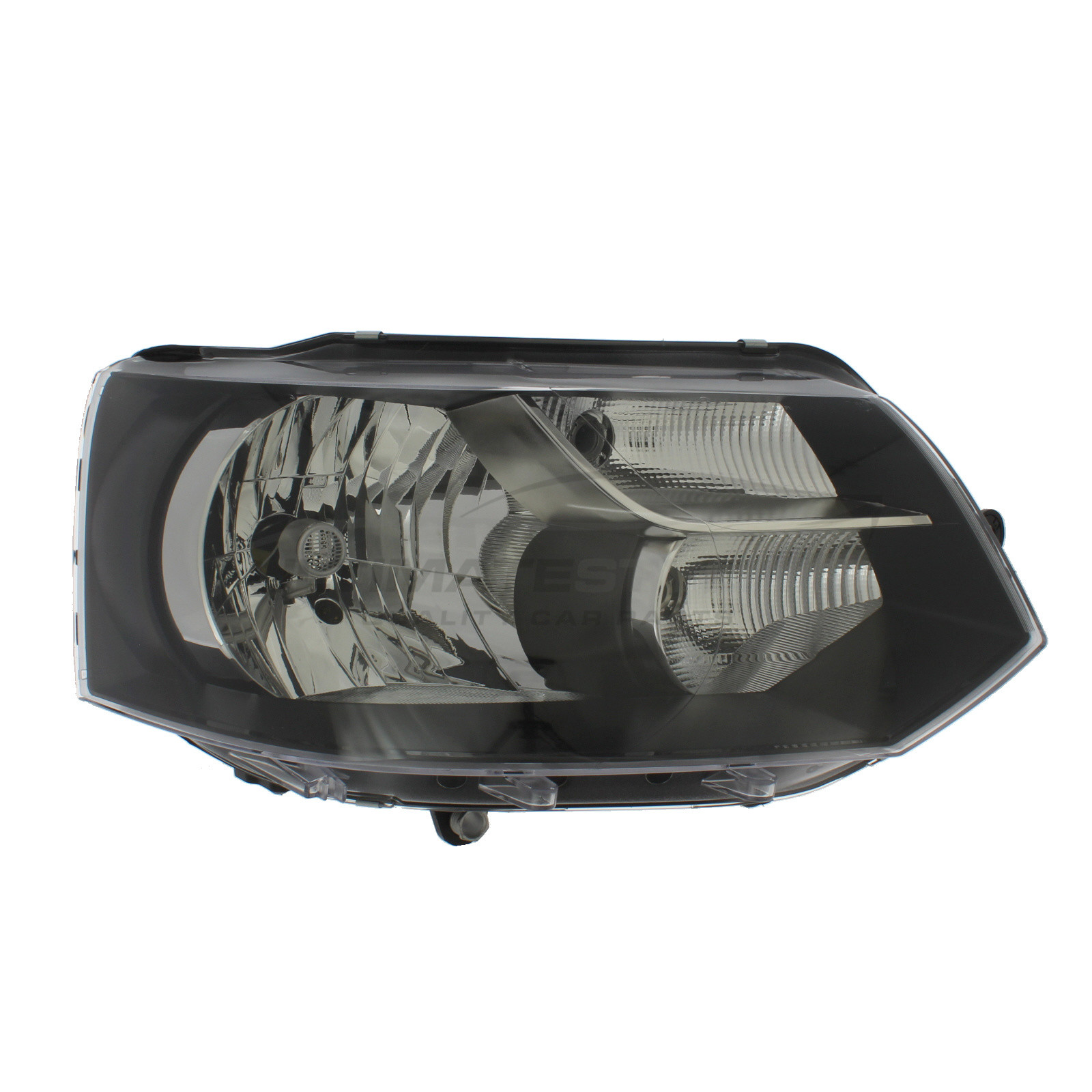 VW Caravelle 2010-2015, Transporter 2010-2015 Halogen, Electric With Motor, Black Headlight / Headlamp (Single Reflector) Drivers Side (RH)