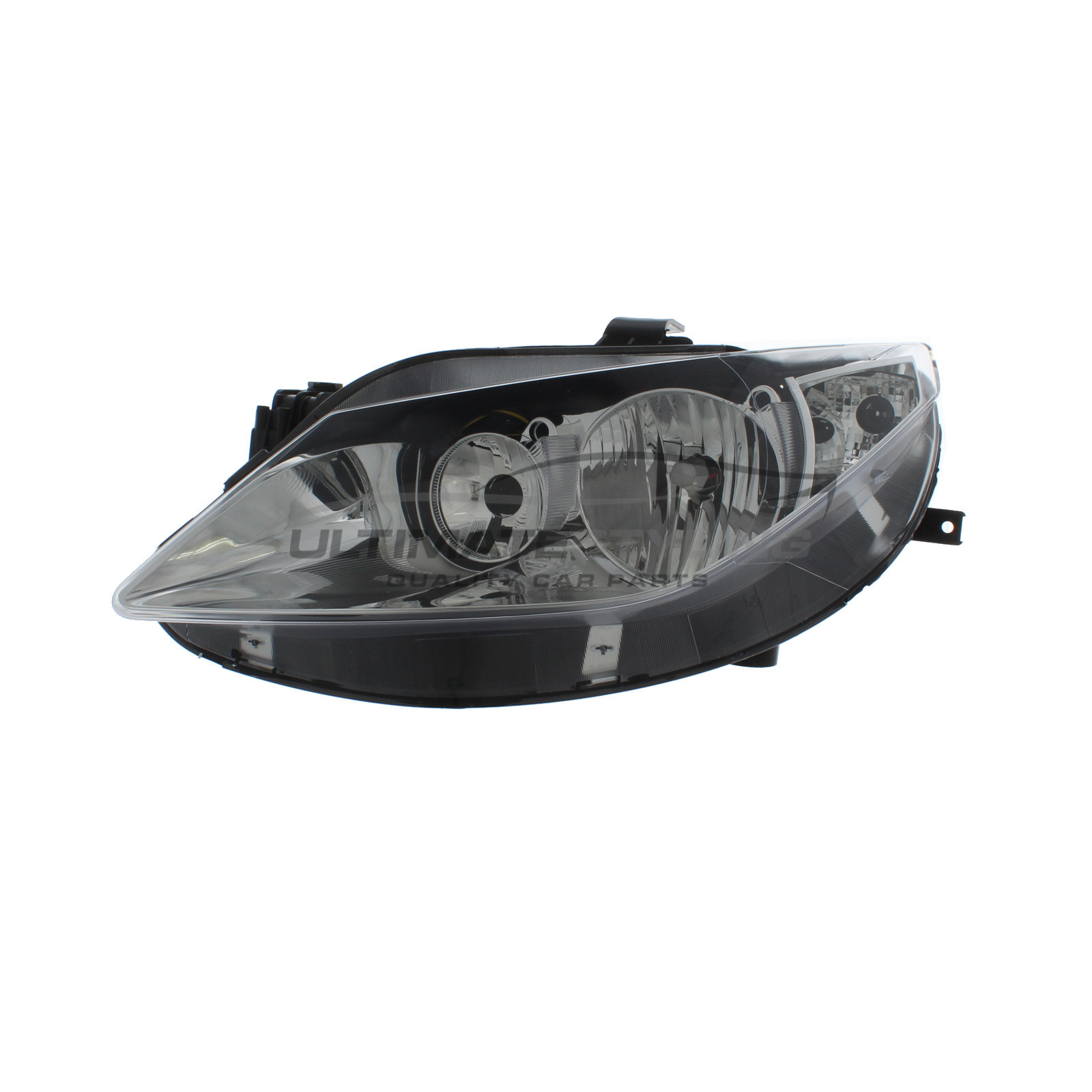 Seat Ibiza 2008-2012 Halogen, Electric Without Motor, Chrome Headlight / Headlamp (Twin Reflector) Passengers Side (LH)