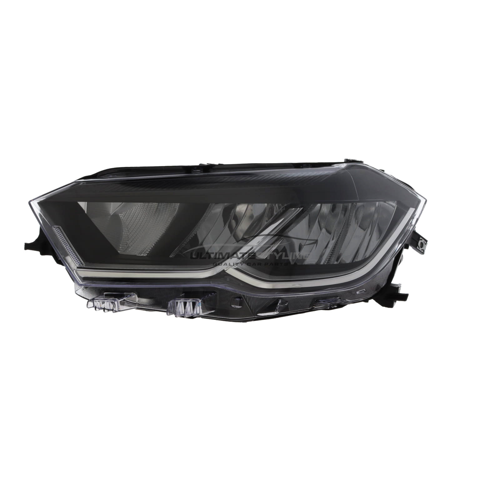 VW Polo Mk6 2021-> Full LED Daytime Running Lamp - Headlight / Headlamp - Electric With Motor - Black Inner - Passengers Side Nearside Left Hand