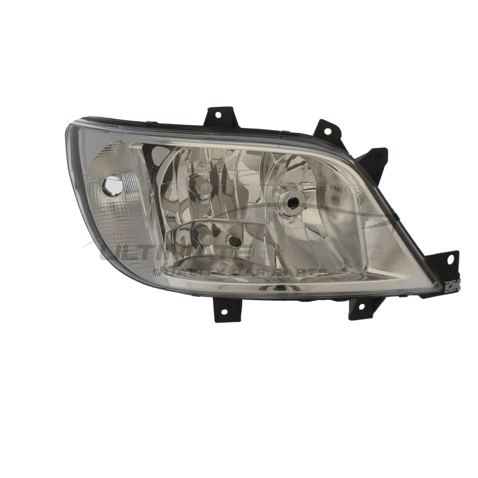 Mercedes Benz Sprinter 2003-2006 Halogen, Electric Without Motor, Chrome Headlight / Headlamp (Includes Fog Lamp) Drivers Side (RH)