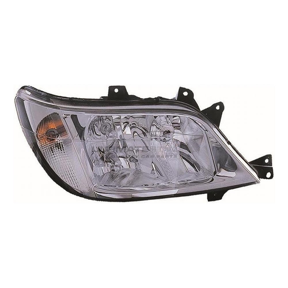 Mercedes Benz Sprinter 2003-2006 Halogen, Electric Without Motor, Chrome Headlight / Headlamp (Includes Fog Lamp) Drivers Side (RH)
