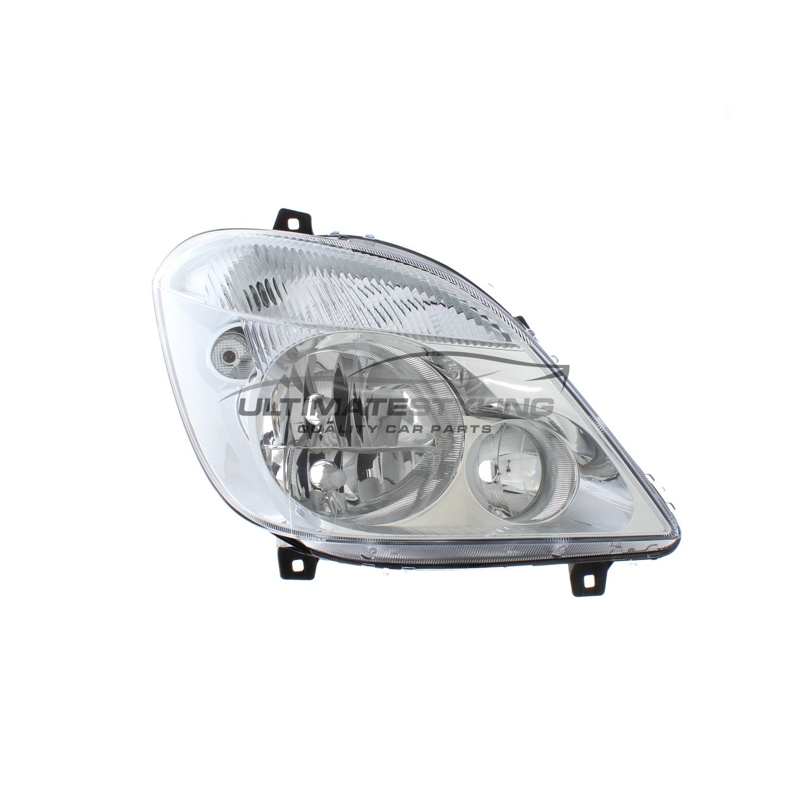 Mercedes Benz Sprinter 2006-2014 Halogen, Electric Without Motor, Chrome Headlight / Headlamp (Includes Fog Lamp) Drivers Side (RH)