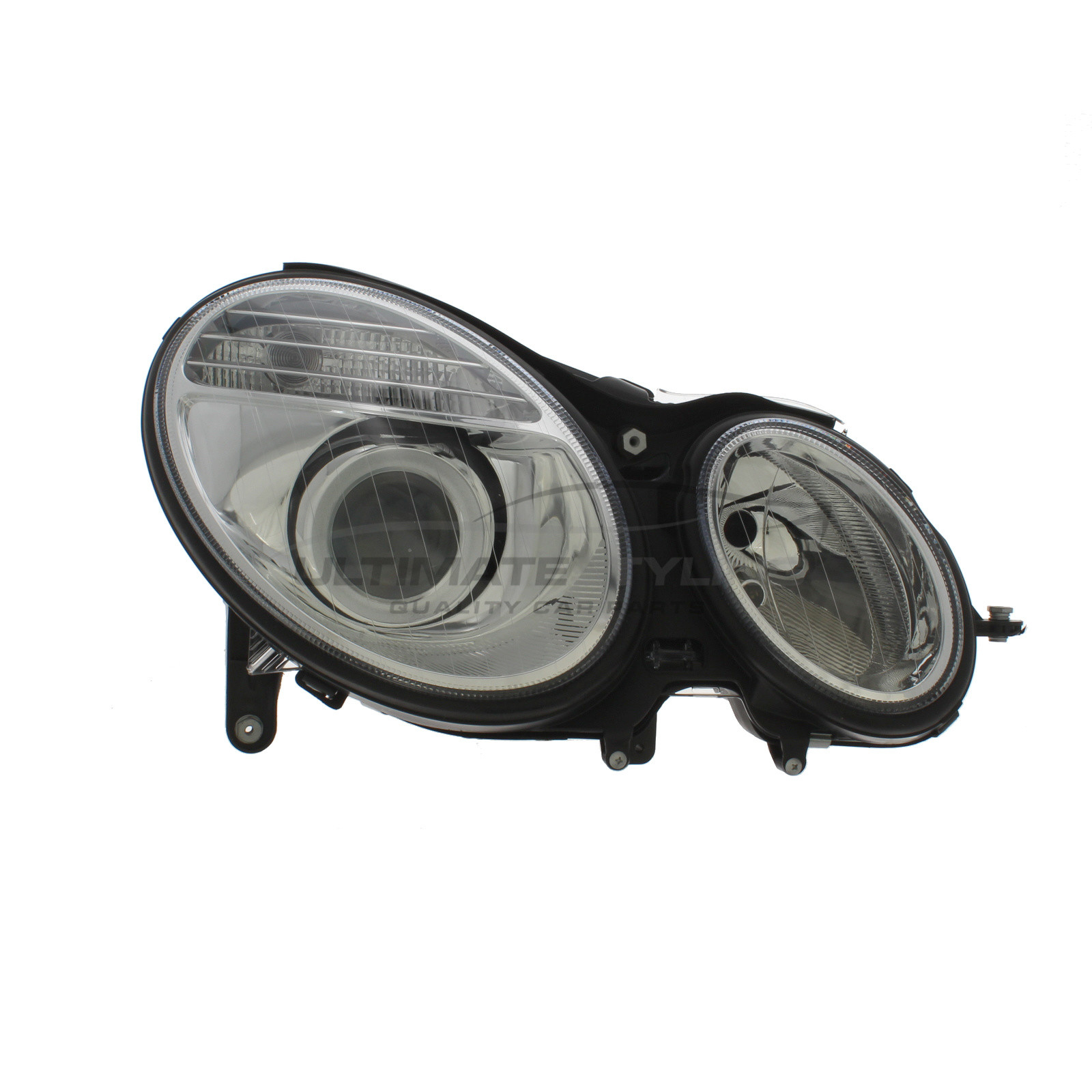 Mercedes Benz E Class 2006-2010 Halogen, Electric With Motor, Chrome Headlight / Headlamp Drivers Side (RH)