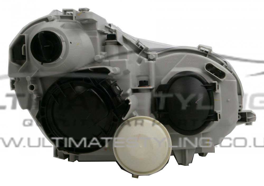 Mercedes Benz C Class 2002-2008 Halogen, Electric Without Motor, Chrome Headlight / Headlamp (Clear Lens) Passengers Side (LH)