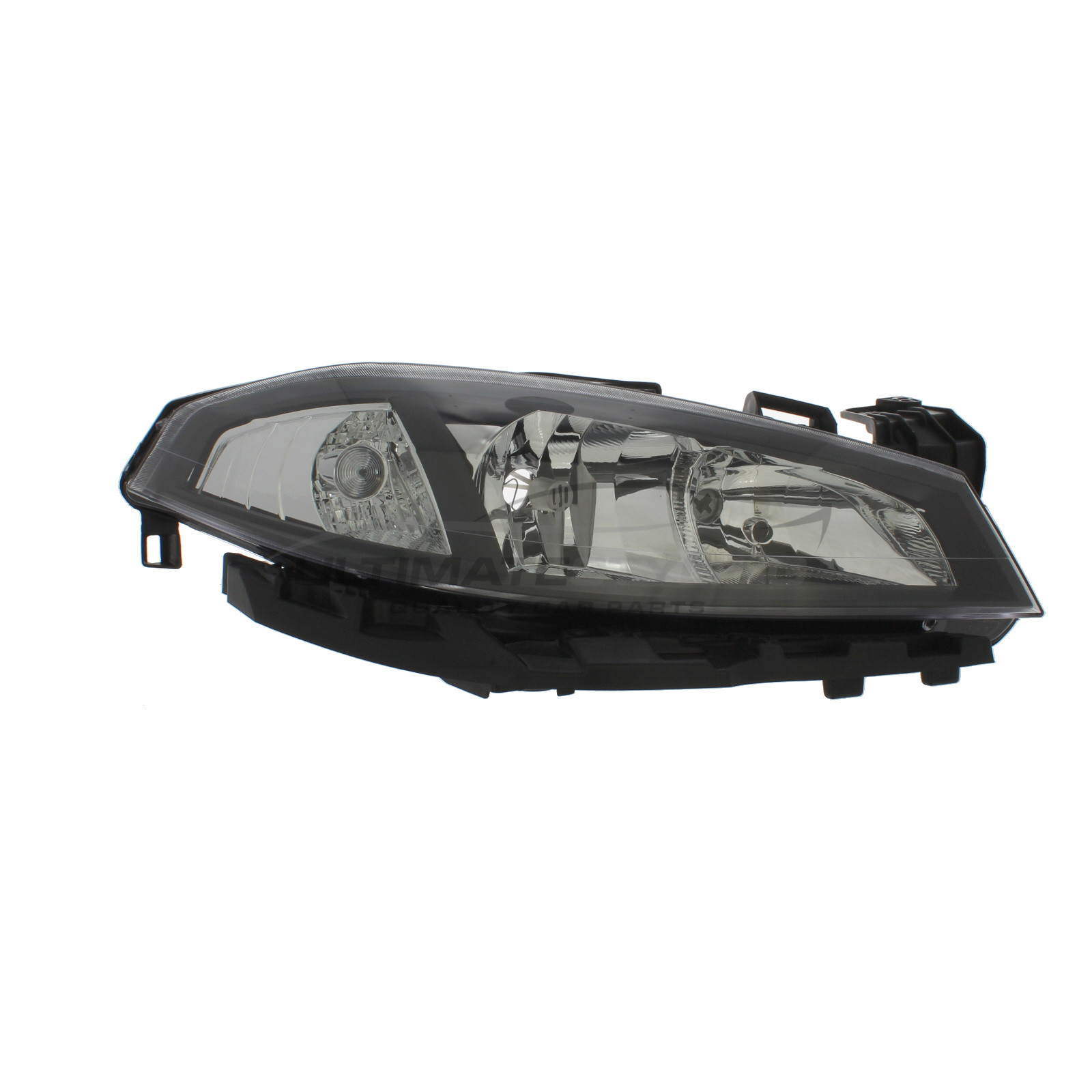 Renault Laguna 2005-2007 Halogen, Electric Without Motor, Chrome Headlight / Headlamp with Black Surround Drivers Side (RH)