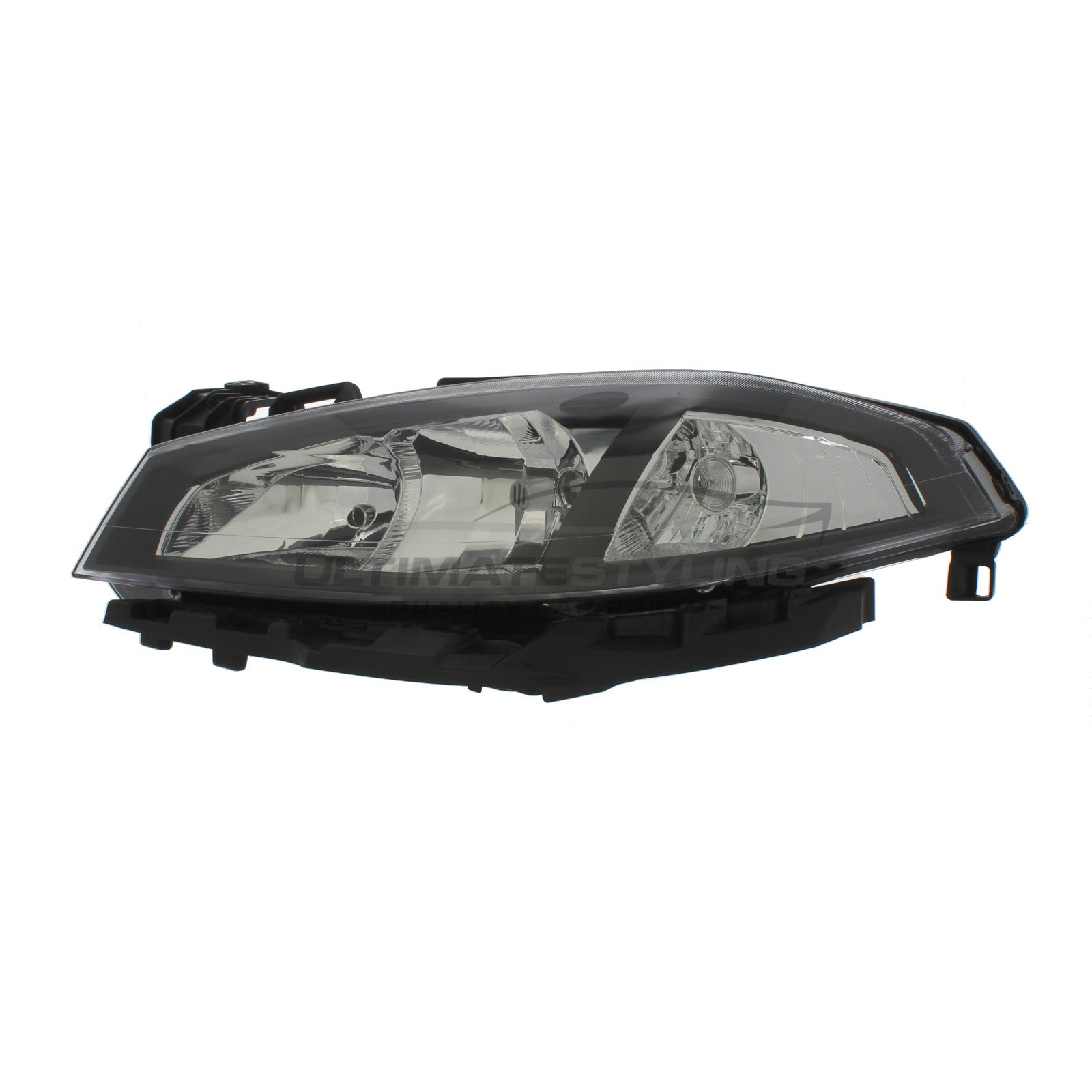 Renault Laguna 2005-2007 Halogen, Electric Without Motor, Chrome Headlight / Headlamp with Black Surround Passengers Side (LH)