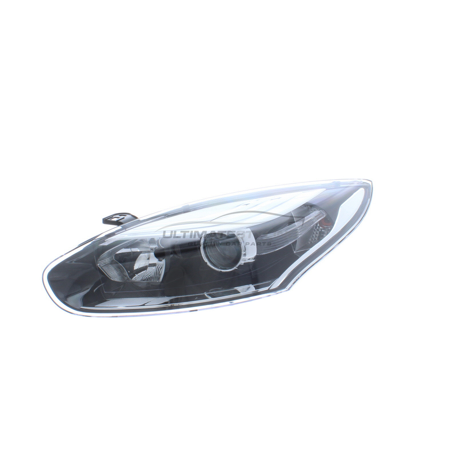 Renault Megane 2014-2016 Halogen, Electric With Motor, Black Headlight / Headlamp with Chrome Surround Passengers Side (LH)