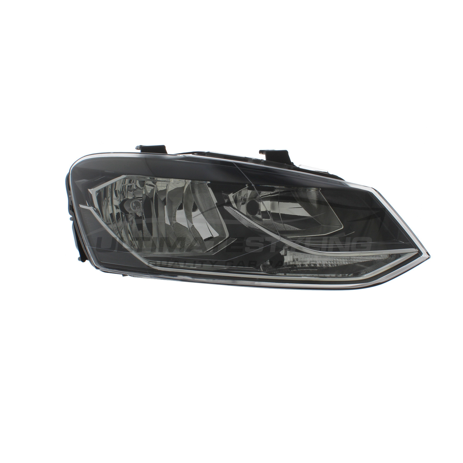 VW Polo 2014-2018 Halogen, Electric With Motor, Black Headlight / Headlamp Drivers Side (RH)