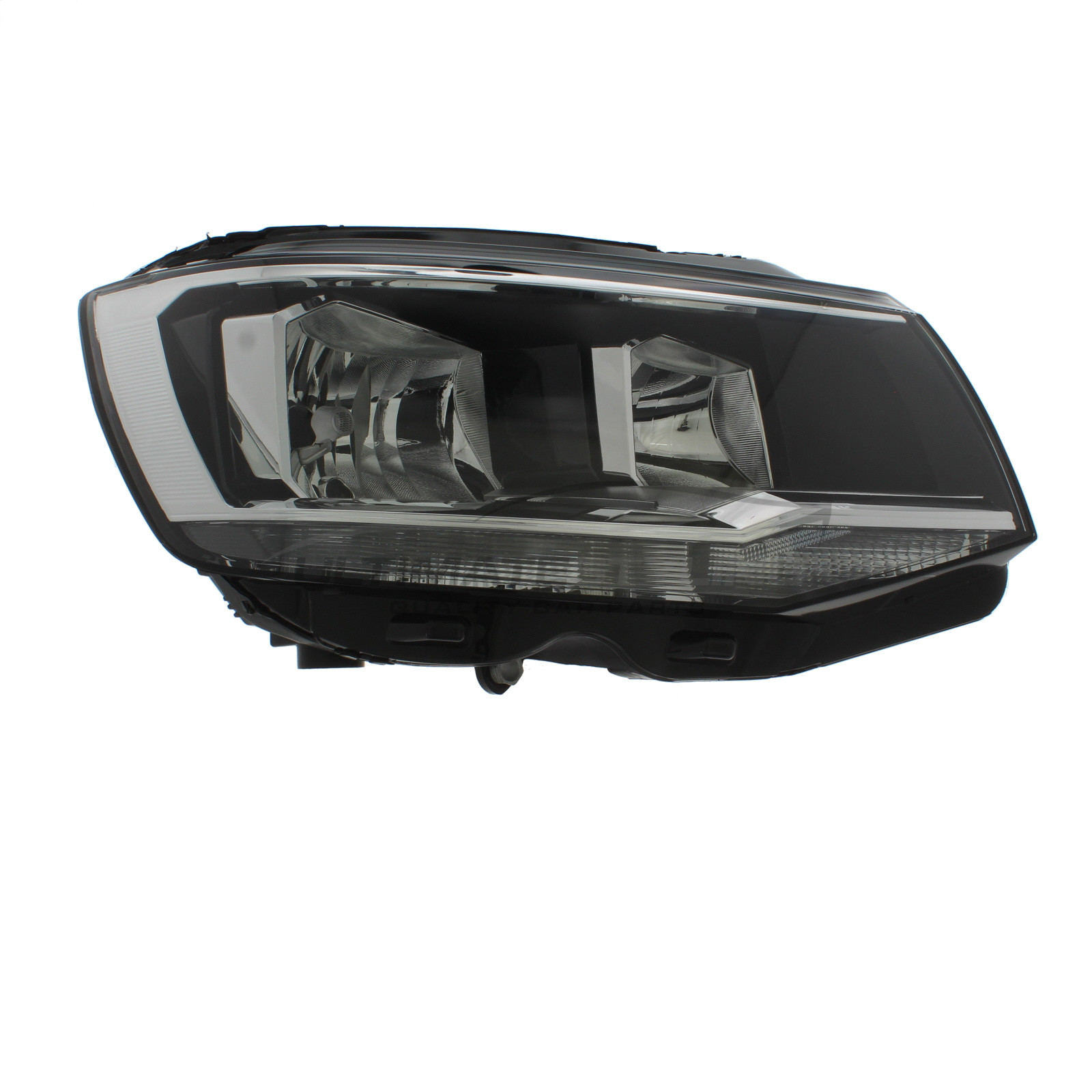 VW Caravelle 2015-2020, Transporter 2015-2020 Halogen, Electric With Motor, Black Headlight / Headlamp (Twin Reflector) Drivers Side (RH)