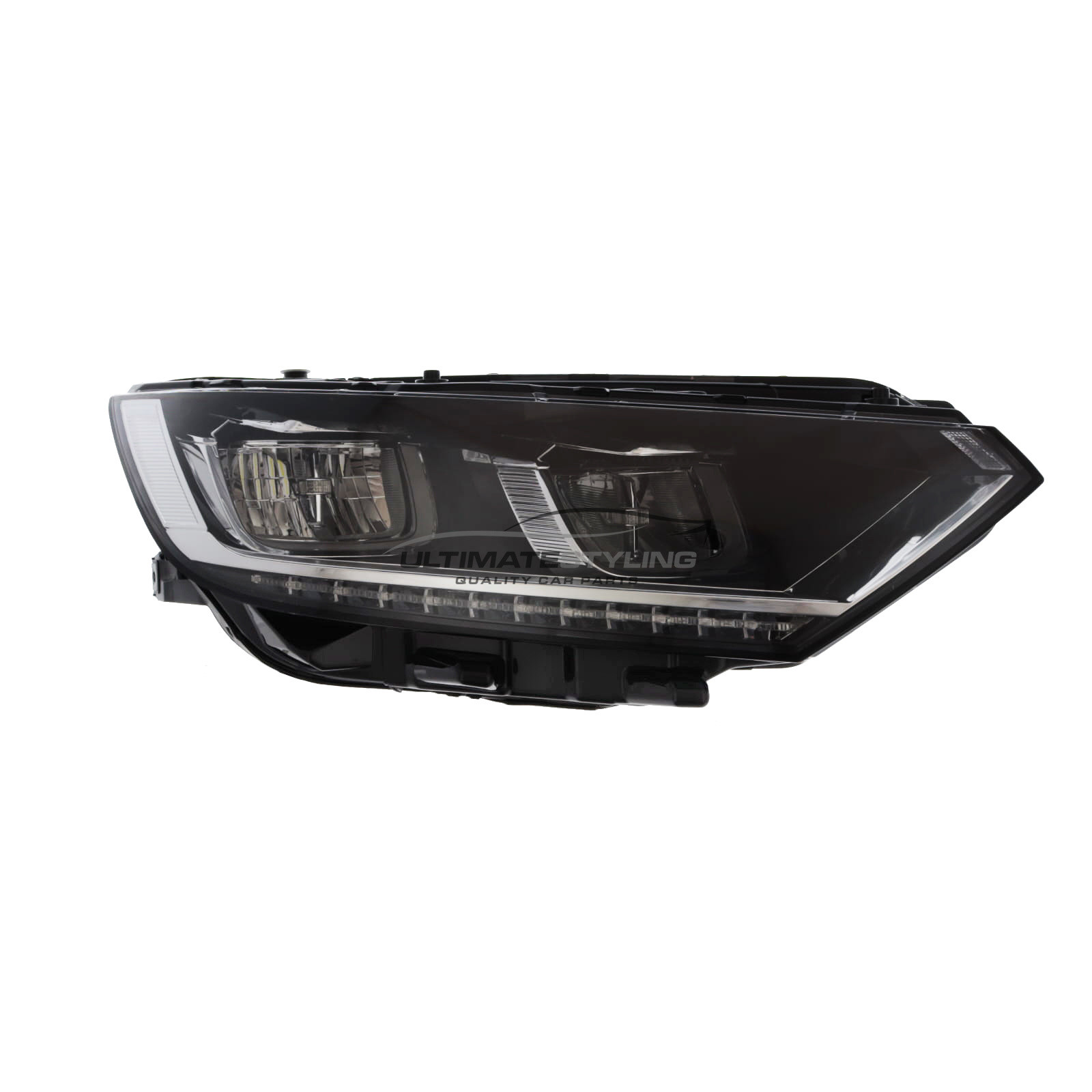 VW Passat 2014-2019 - Full LED Headlight / Headlamp -  LED Daytime Running Lamp - Black Inner - Electric Load Level Motor - Drivers Side Right Hand