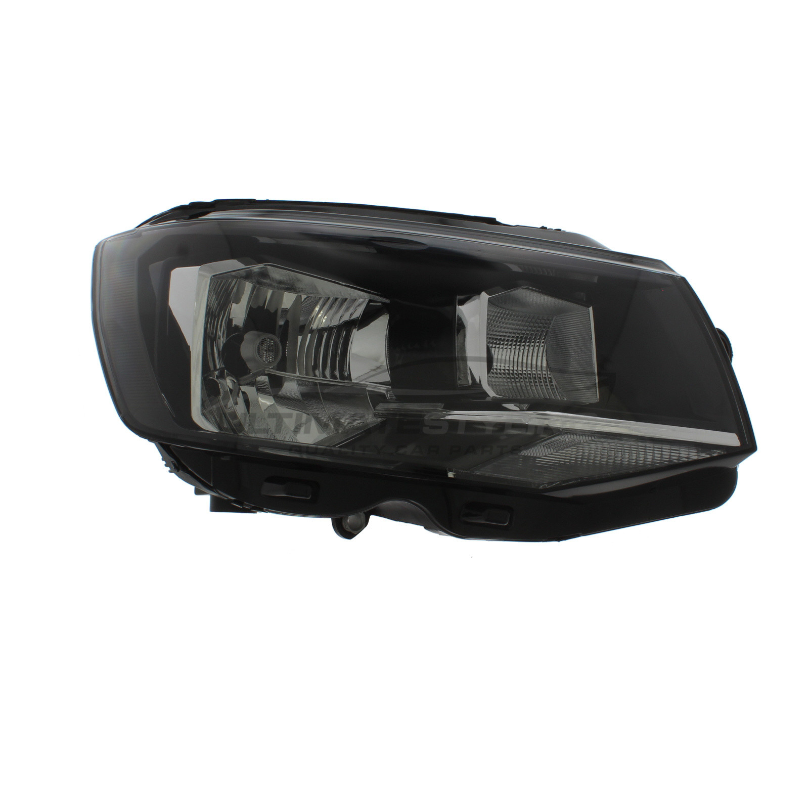 VW Caravelle 2015-2020, Transporter 2015-2020 Halogen, Electric With Motor, Black Headlight / Headlamp (Single Reflector) Drivers Side (RH)