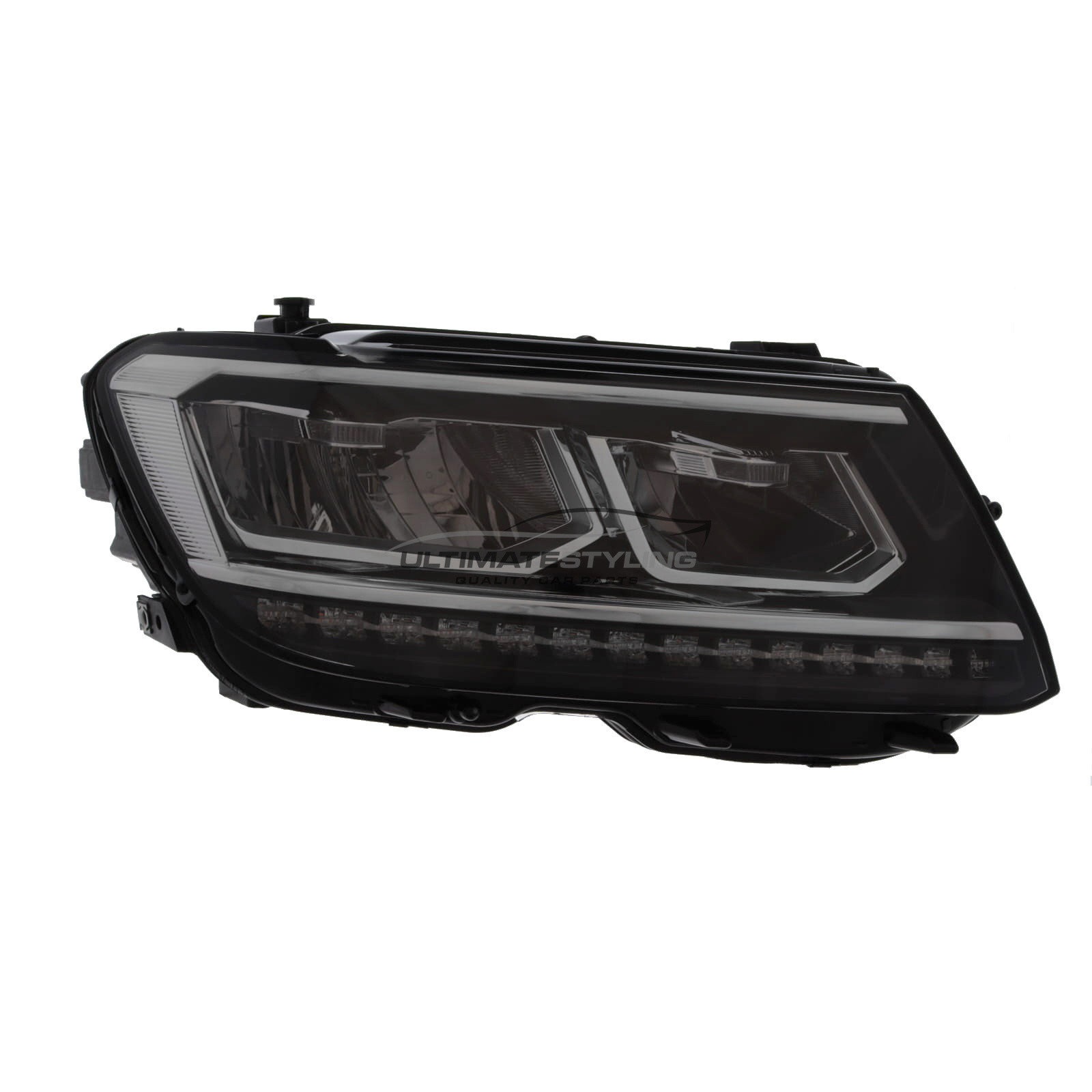 VW Tiguan 2016-2021 / Allspace 2017-2022 - Full LED Headlight / Headlamp - Daytime Running Lamp - With AFS Adaptive Cornering - Black Inner - Clear Indicator - With Bulbs - Drivers Side Right Hand