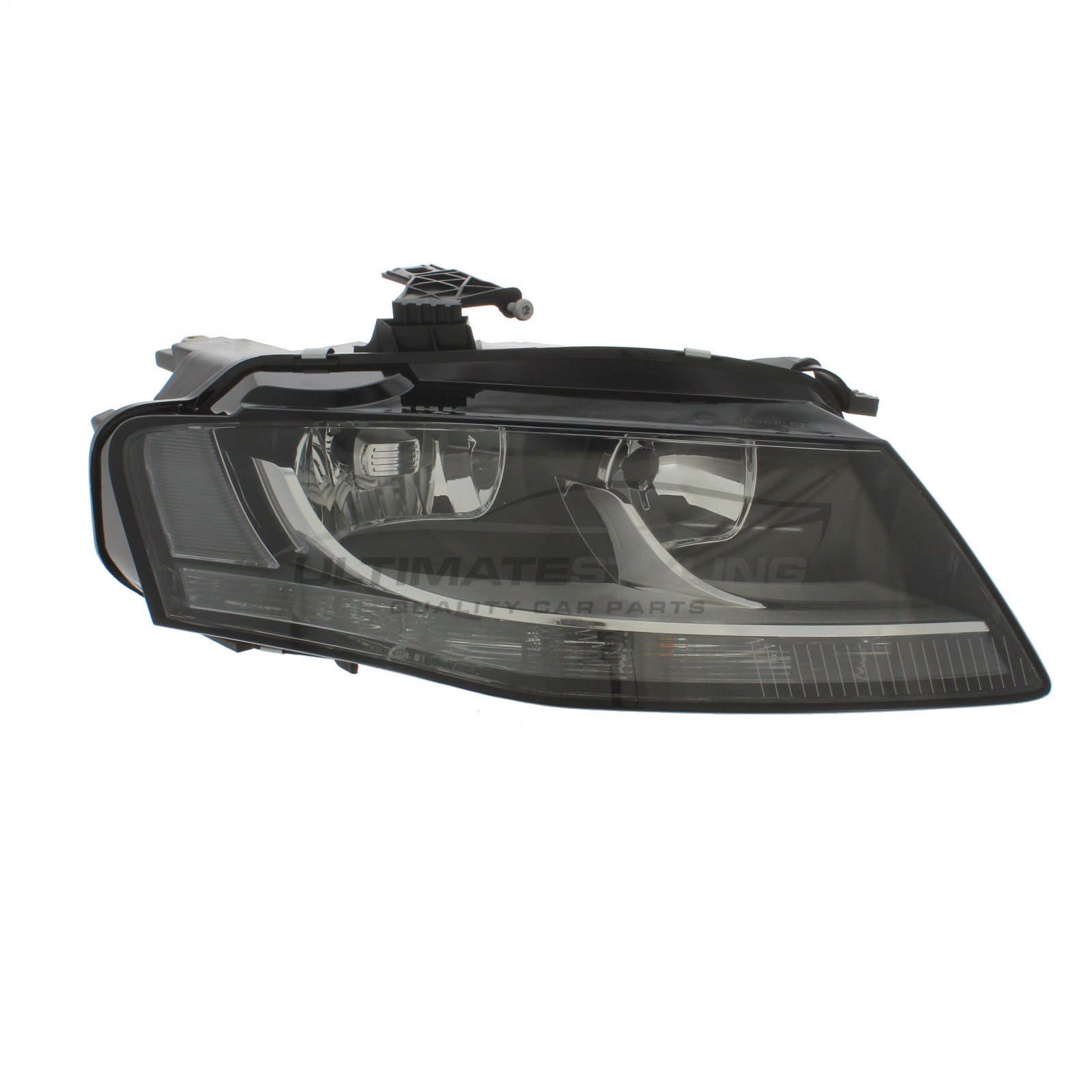 Audi A4 2008-2012 Halogen, Electric With Motor, Black Headlight / Headlamp Drivers Side (RH)
