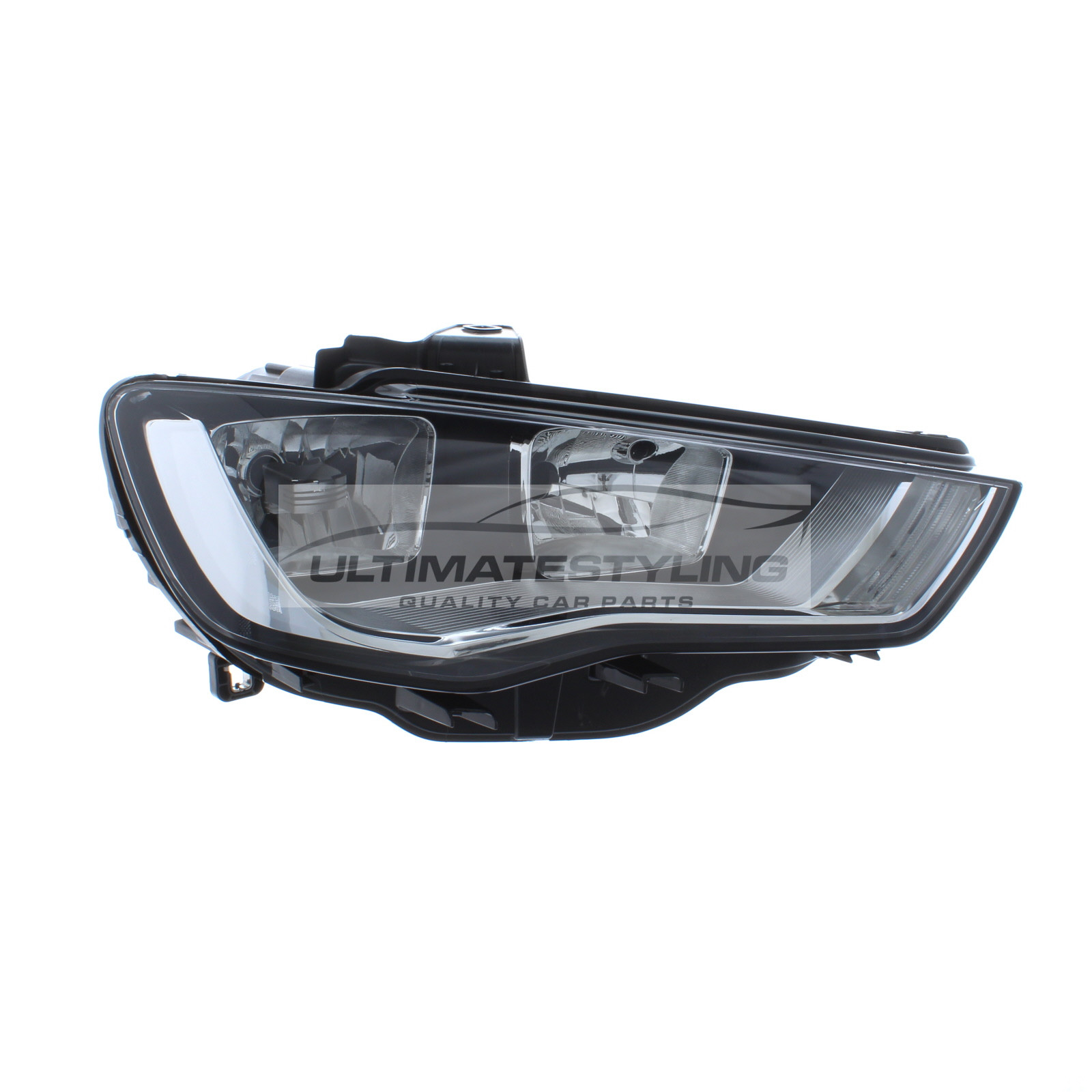Audi A3 2012-2016 Halogen, Electric With Motor, Black Headlight / Headlamp Drivers Side (RH)