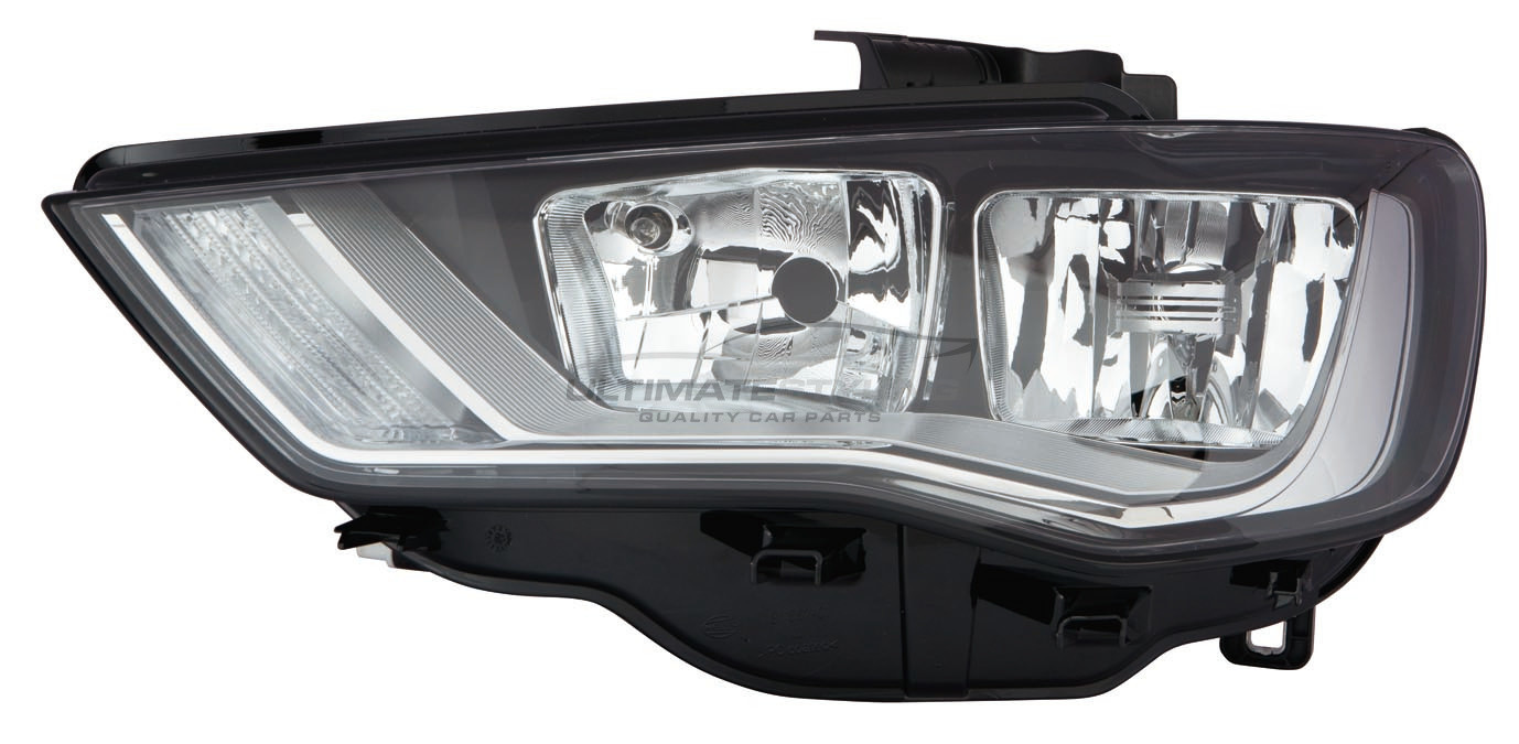 Audi A3 2012-2016 Halogen, Electric With Motor, Black Headlight / Headlamp Passengers Side (LH)