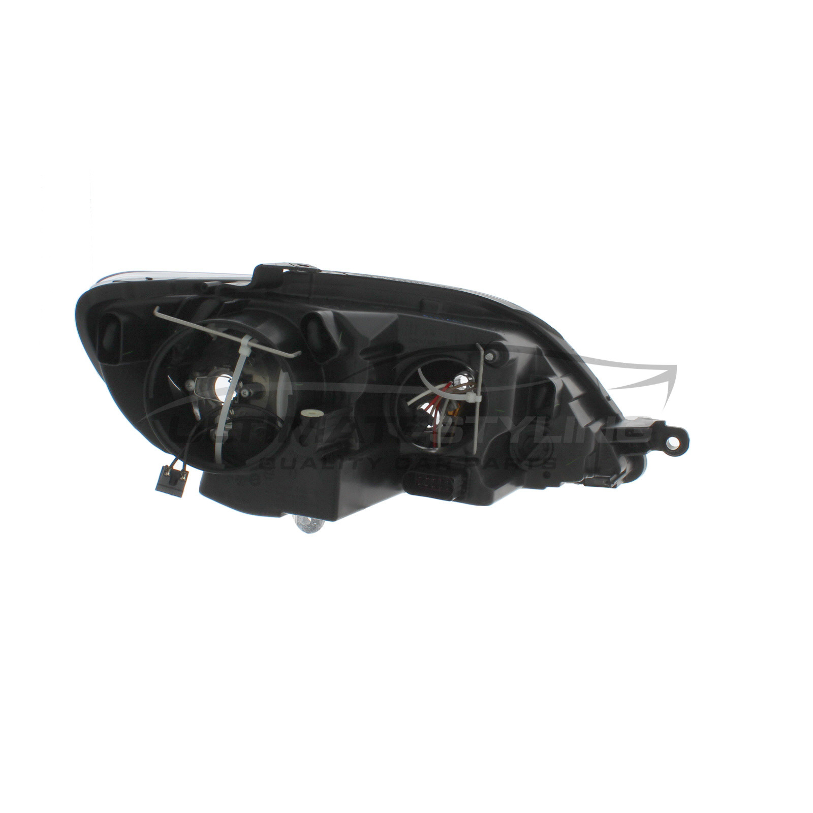 VW Golf Plus 2005-2009 Halogen, Electric With Motor, Chrome Headlight / Headlamp with Black Surround Including Amber Indicator Passengers Side (LH)