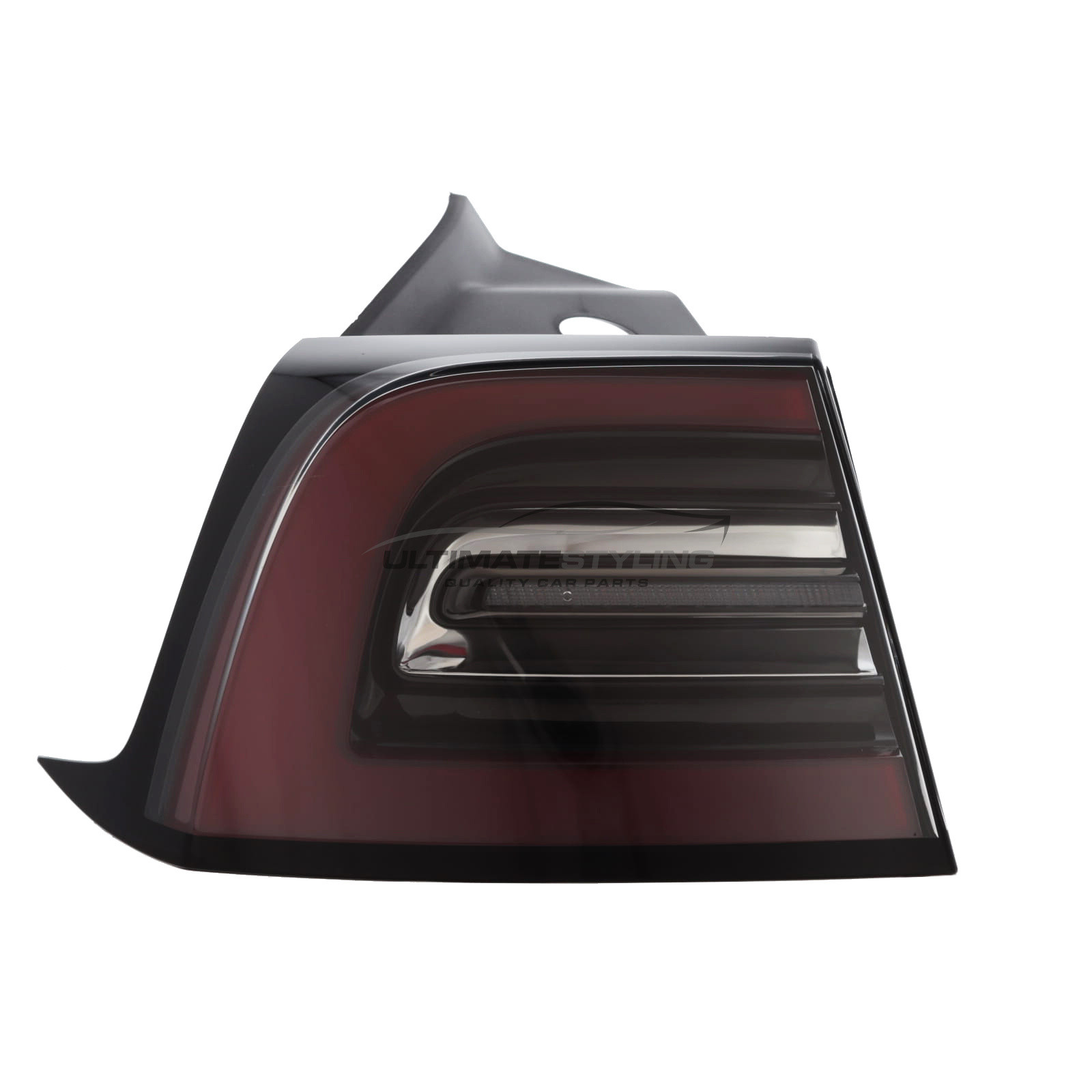 Tesla Model 3 2021-> / Model Y 2022-> - Rear Light / Tail Light - Outer (Wing) - Red & Black - LED Type - Includes Bulbs - 4 Pin Connector - Passenger Side Left Hand