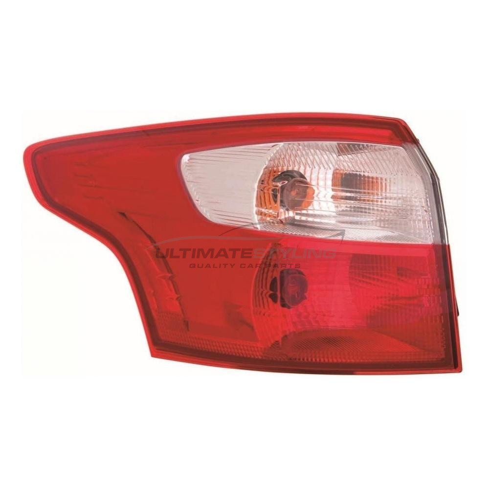 Ford Focus 2011-2015 Non-LED Outer (Wing) Rear Light / Tail Light Excluding Bulb Holder Passenger Side (LH)