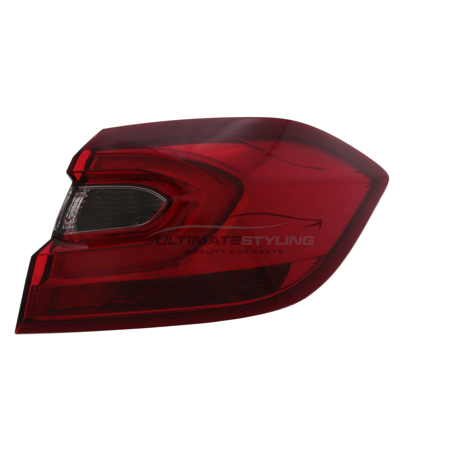 Ford Fiesta Mk8 2017-2022 - Rear Light / Tail Light - Outer (Wing) - LED Type - Red Lens / Dark Red Edging - Clear Indicator - Includes Bulbs & Holder - Drivers Side Right Hand