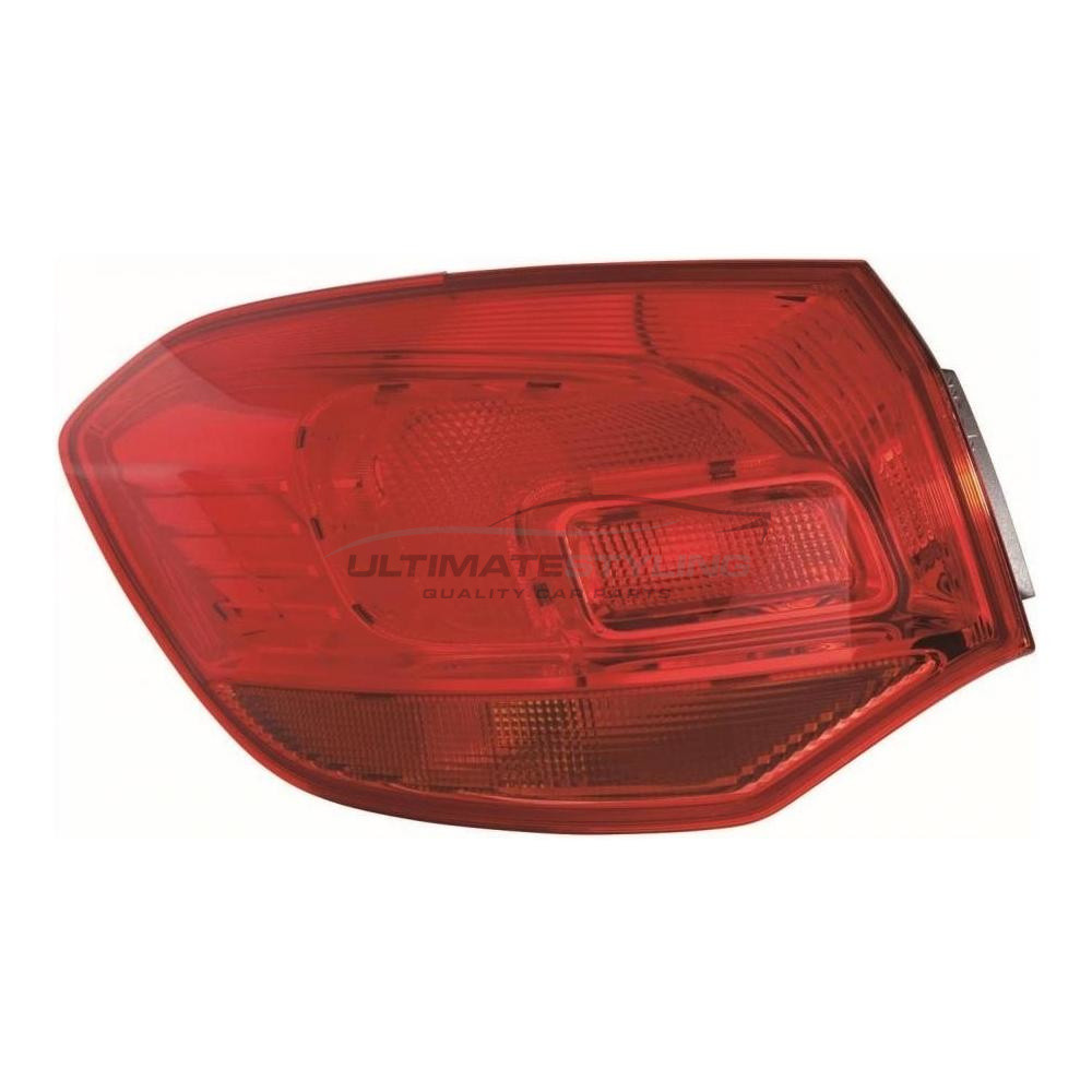 Vauxhall Astra 2010-2016 Non-LED Red Lens With Amber Indicator Outer (Wing) Rear Light / Tail Light Excluding Bulb Holder Passenger Side (LH)