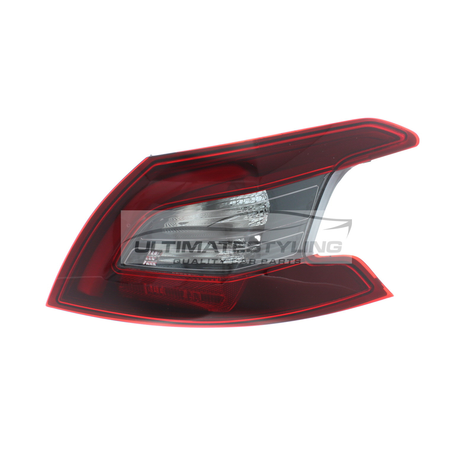 Peugeot 308 2017-2022 LED Dark Red Lens With Smoked Indicator Outer (Wing) Rear Light / Tail Light Excluding Bulb Holder Drivers Side (RH)