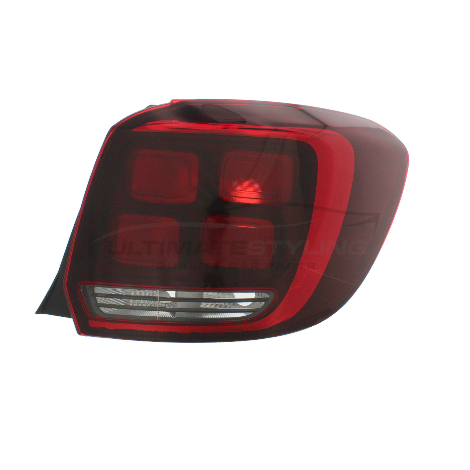 Dacia Sandero 2016-2022 Non-LED Dark Red Surround With Clear Indicator Rear Light / Tail Light Excluding Bulb Holder Drivers Side (RH)