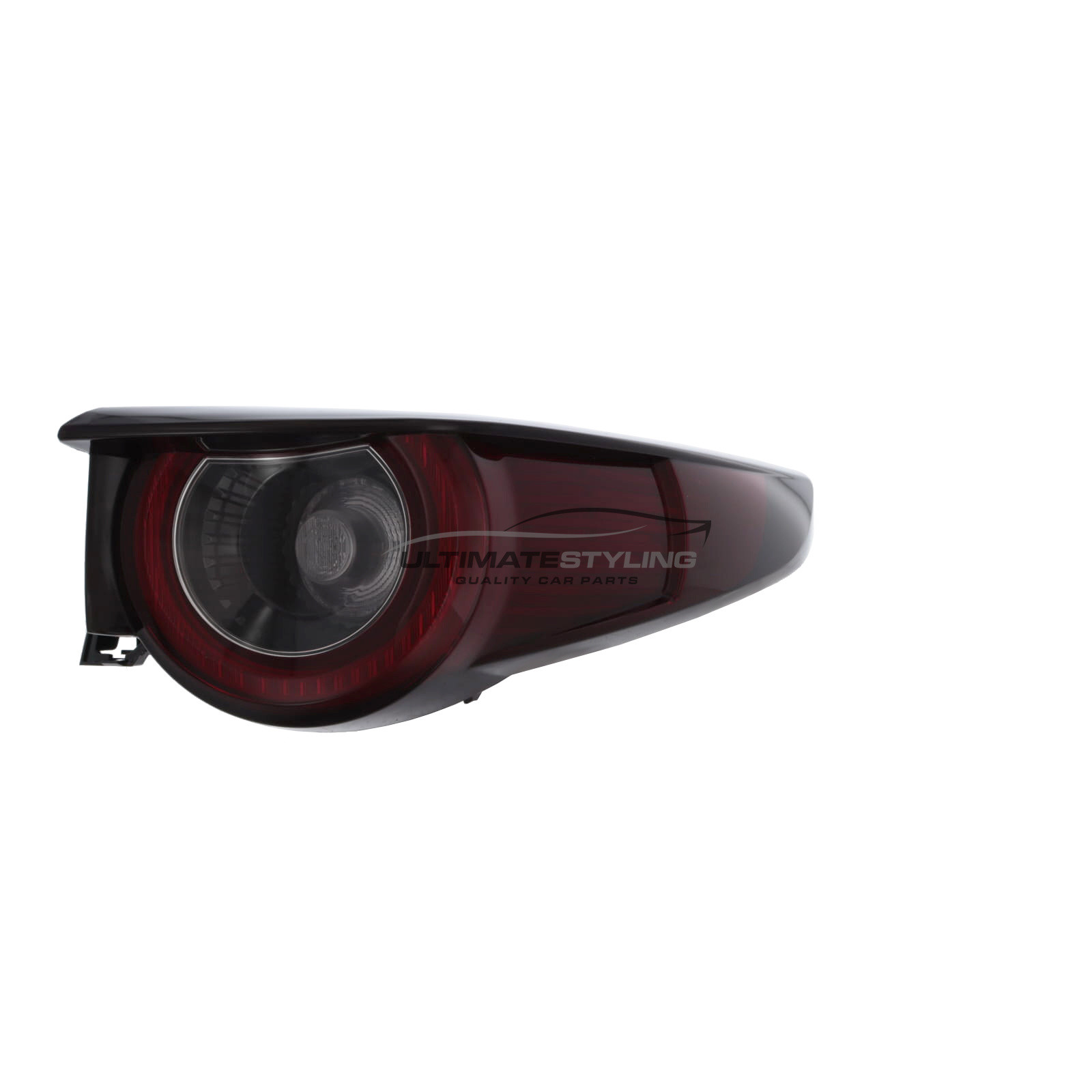 Mazda CX-30 2019-> Rear Light / Tail Light - Outer (Wing) - Dark Red / Smoked Round Indicator - LED Type - Includes Bulbs & Holder - Drivers Side Right Hand