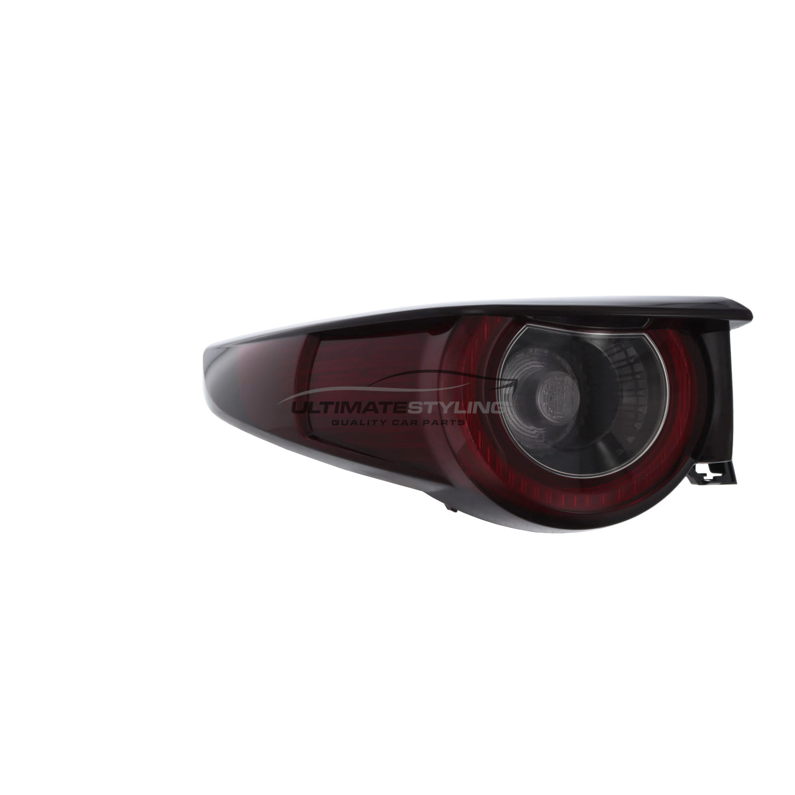Mazda CX-30 2019-> Rear Light / Tail Light - Outer (Wing) - Dark Red / Smoked Round Indicator - LED Type - Includes Bulbs & Holder - Passenger Side Left Hand