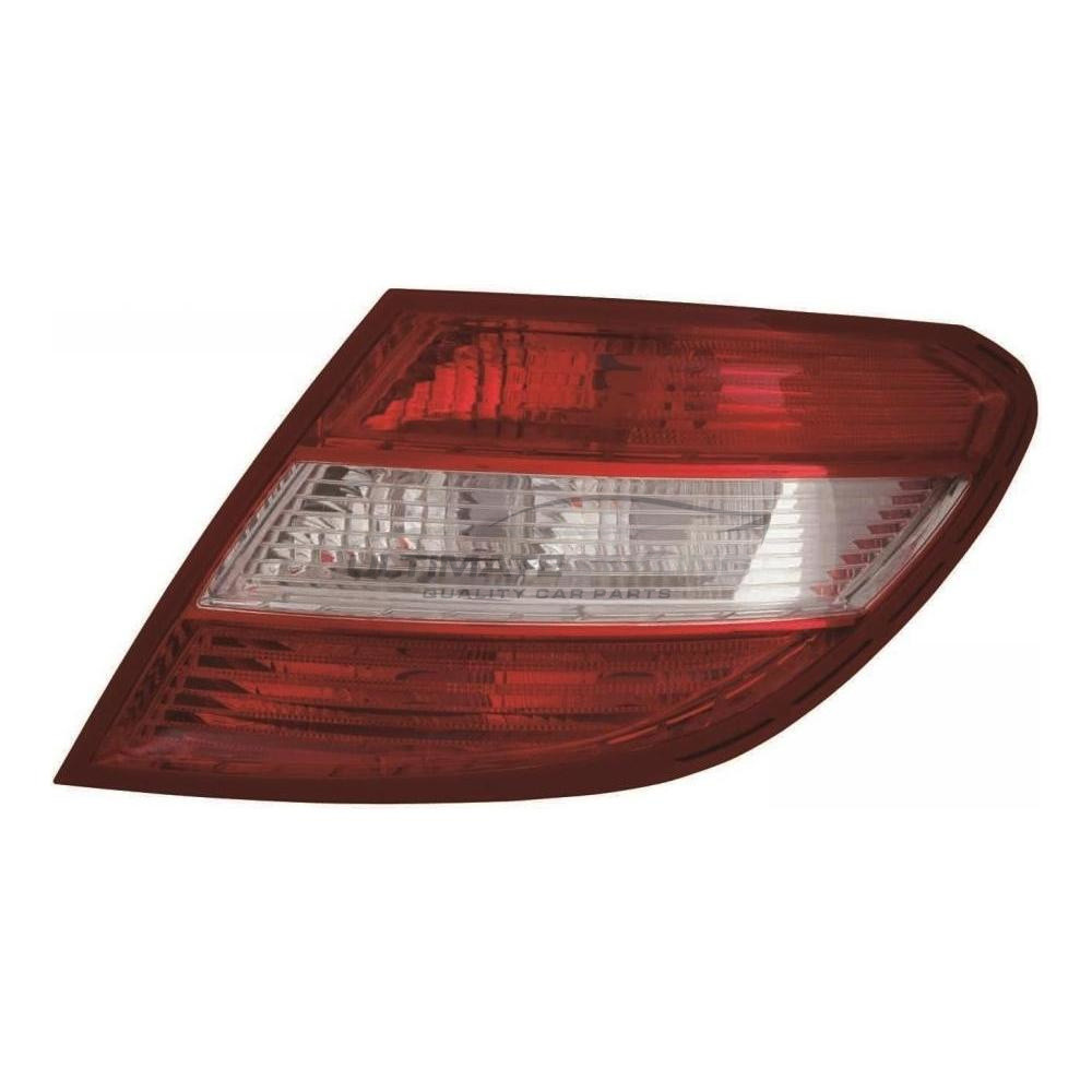 Mercedes Benz C Class 2007-2011 Non-LED with Clear Indicator Rear Light / Tail Light Excluding Bulb Holder Drivers Side (RH)