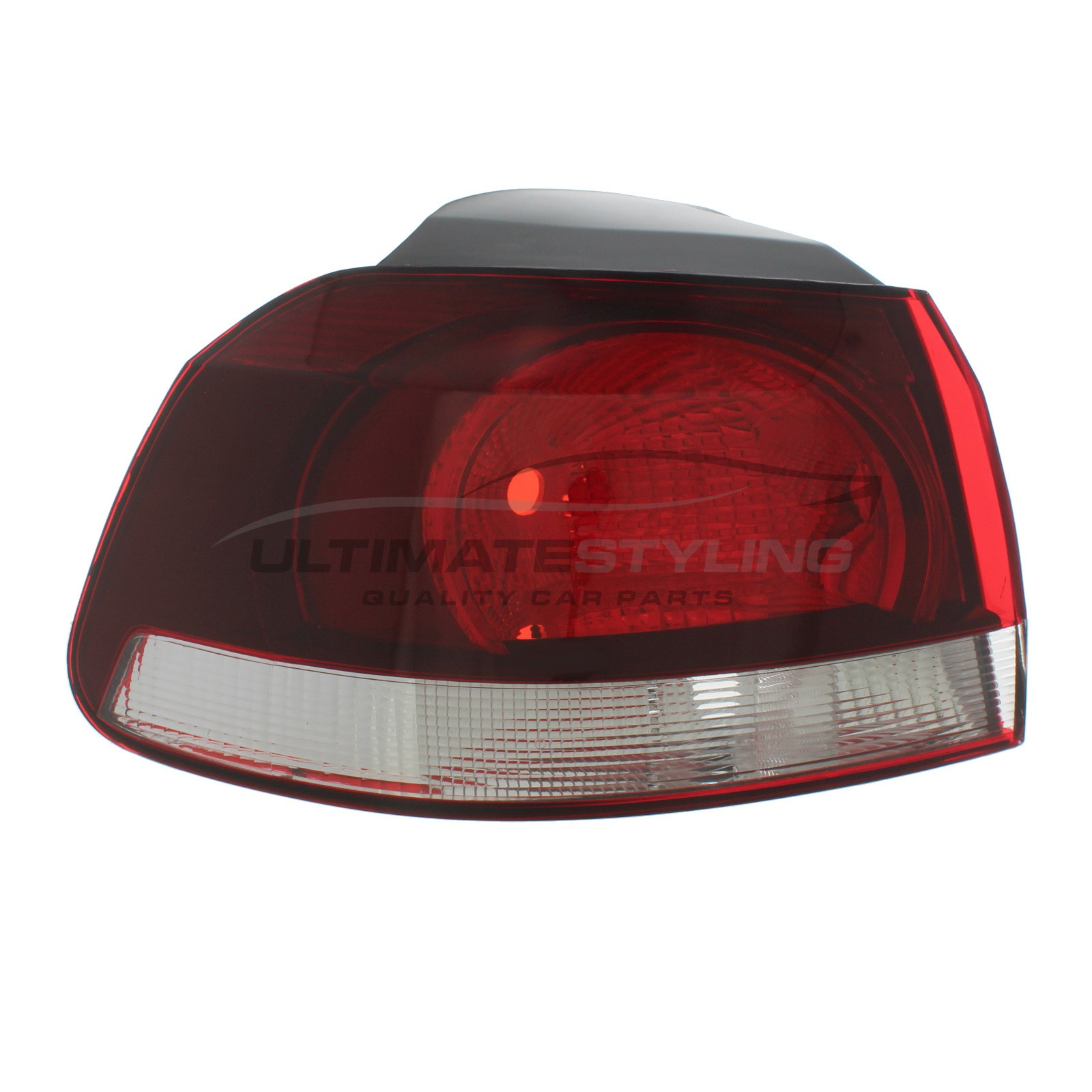 VW Golf 2009-2013 Non-LED Smoked Red & Clear Lens Outer (Wing) Rear Light / Tail Light Excluding Bulb Holder Passenger Side (LH)