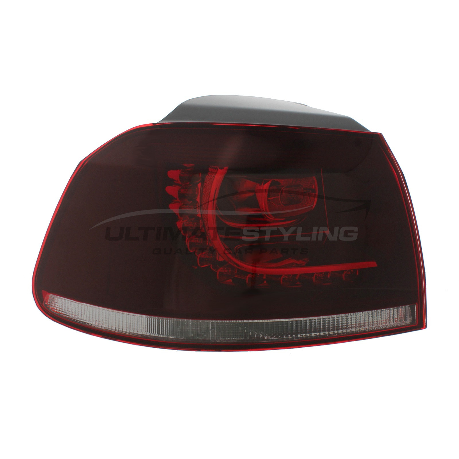VW Golf 2009-2013 LED Smoked Red & Clear Lens Outer (Wing) Rear Light / Tail Light Including Bulb Holder Passenger Side (LH)
